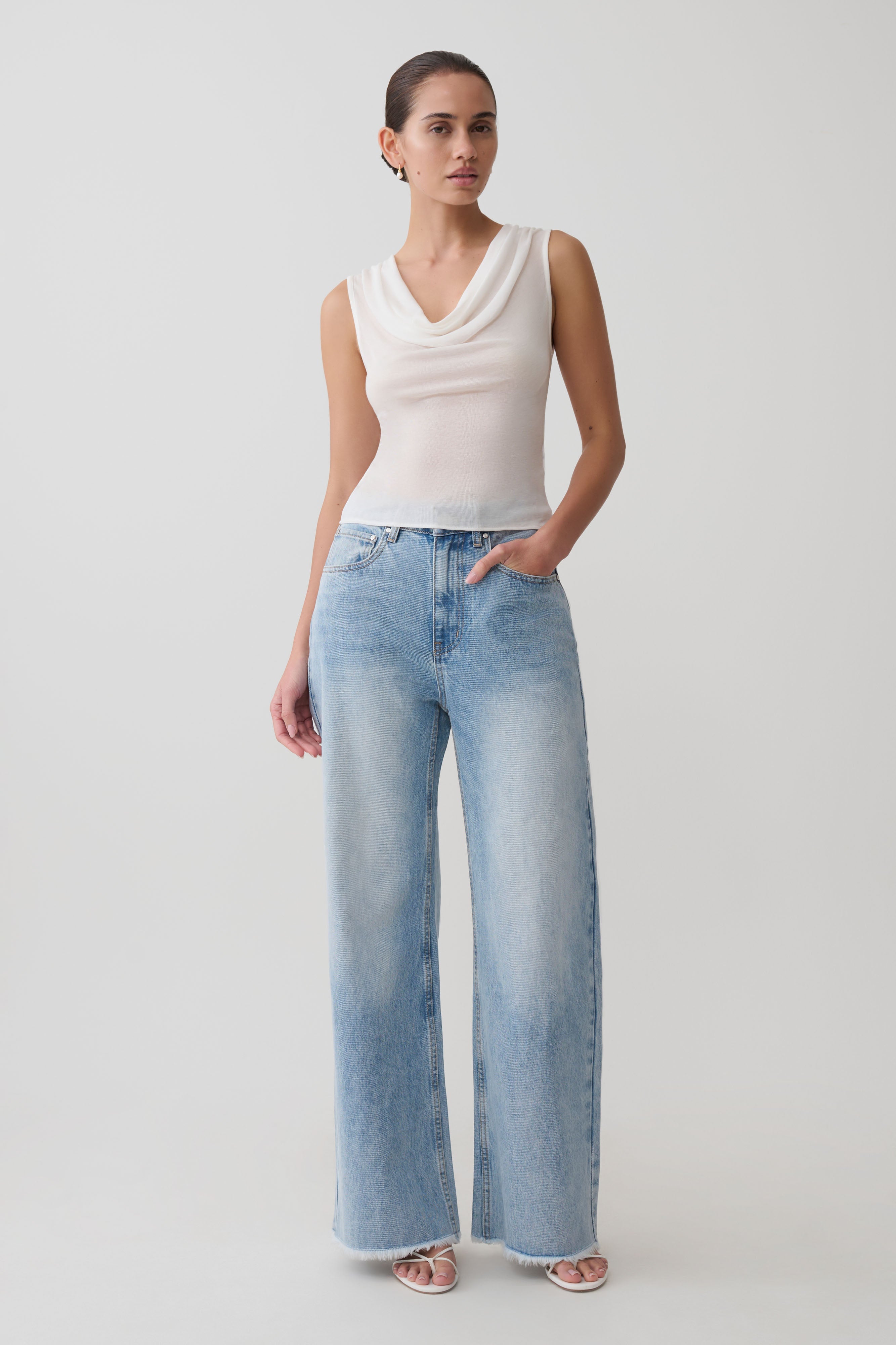Ciaran Sleeveless Sheer Top - Ivory | MESHKI US