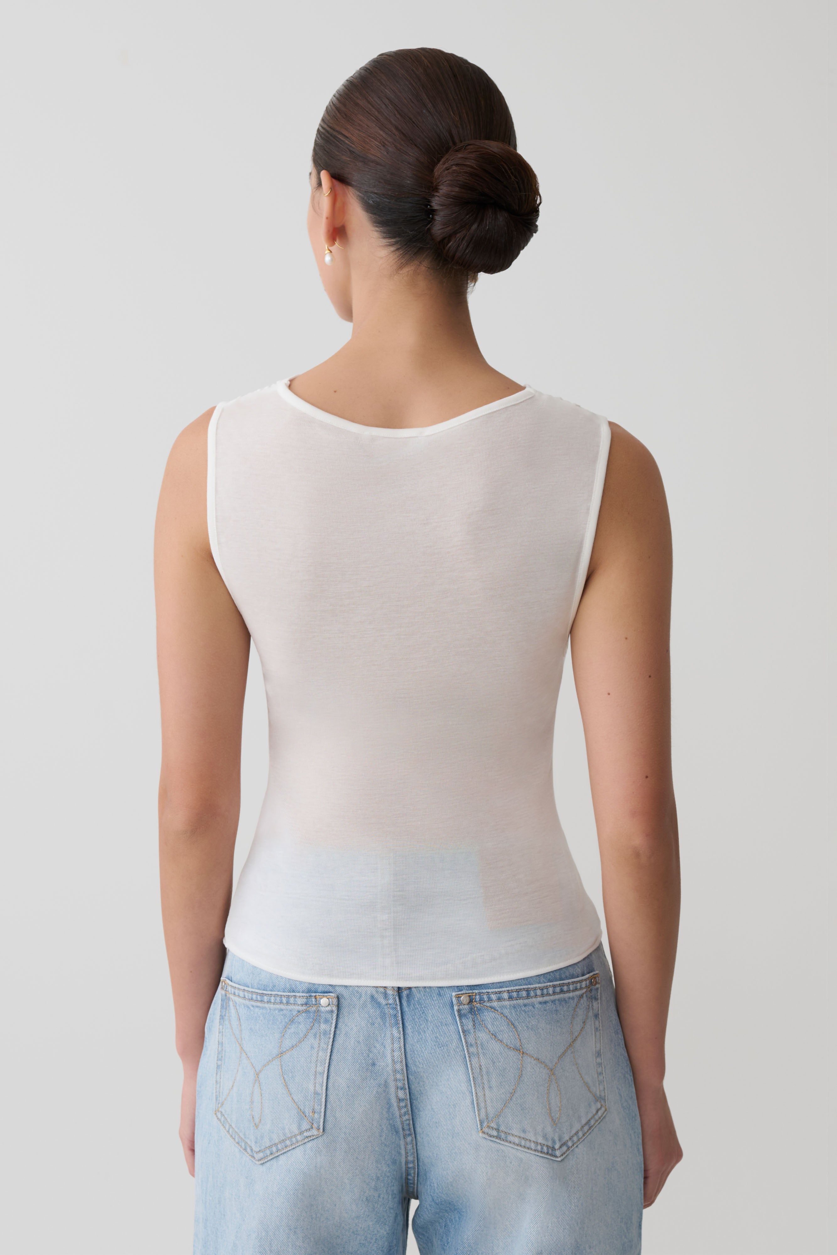 Ciaran Sleeveless Sheer Top - Ivory | MESHKI US