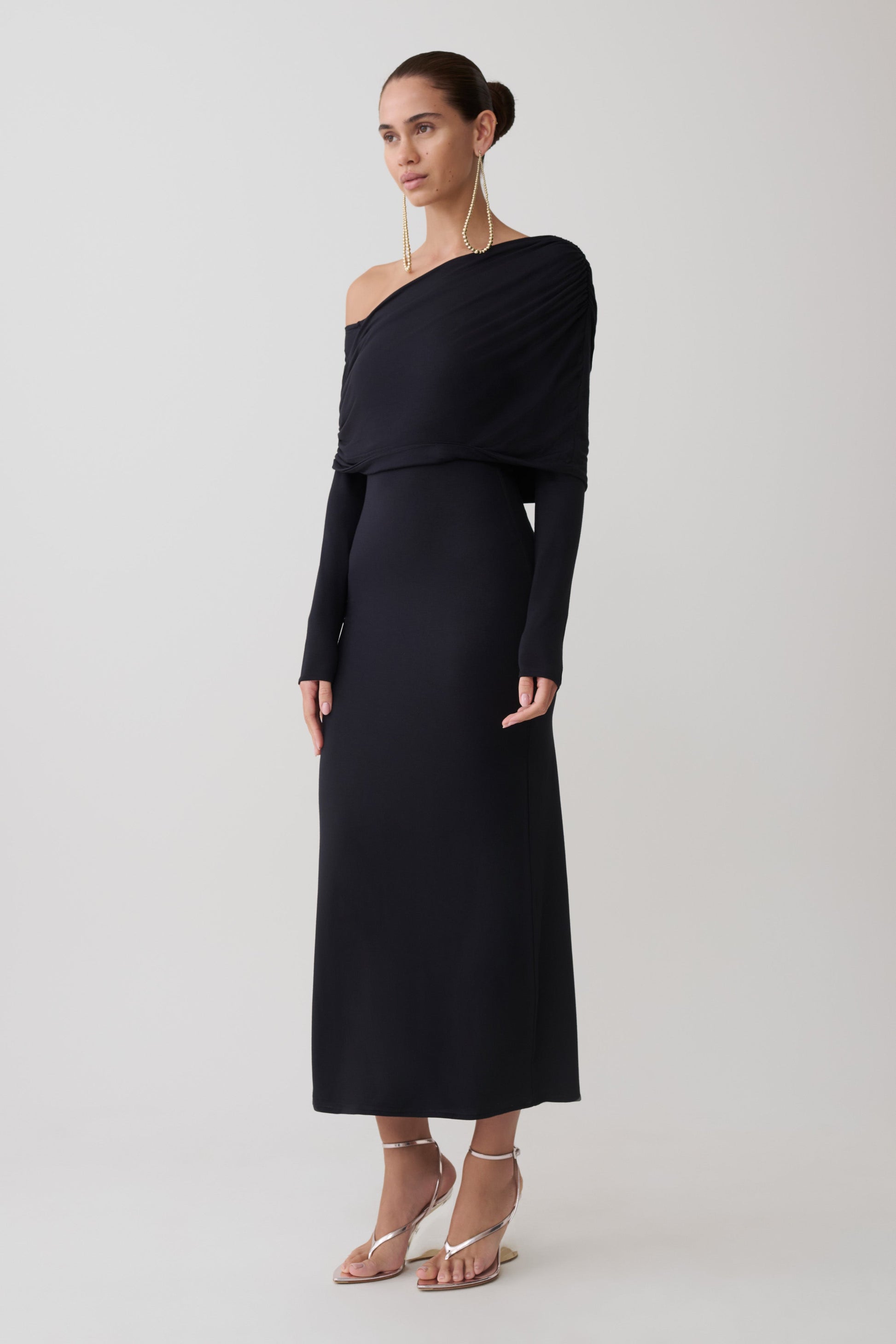Corinna Modal One Shoulder Midi Dress - Black #3