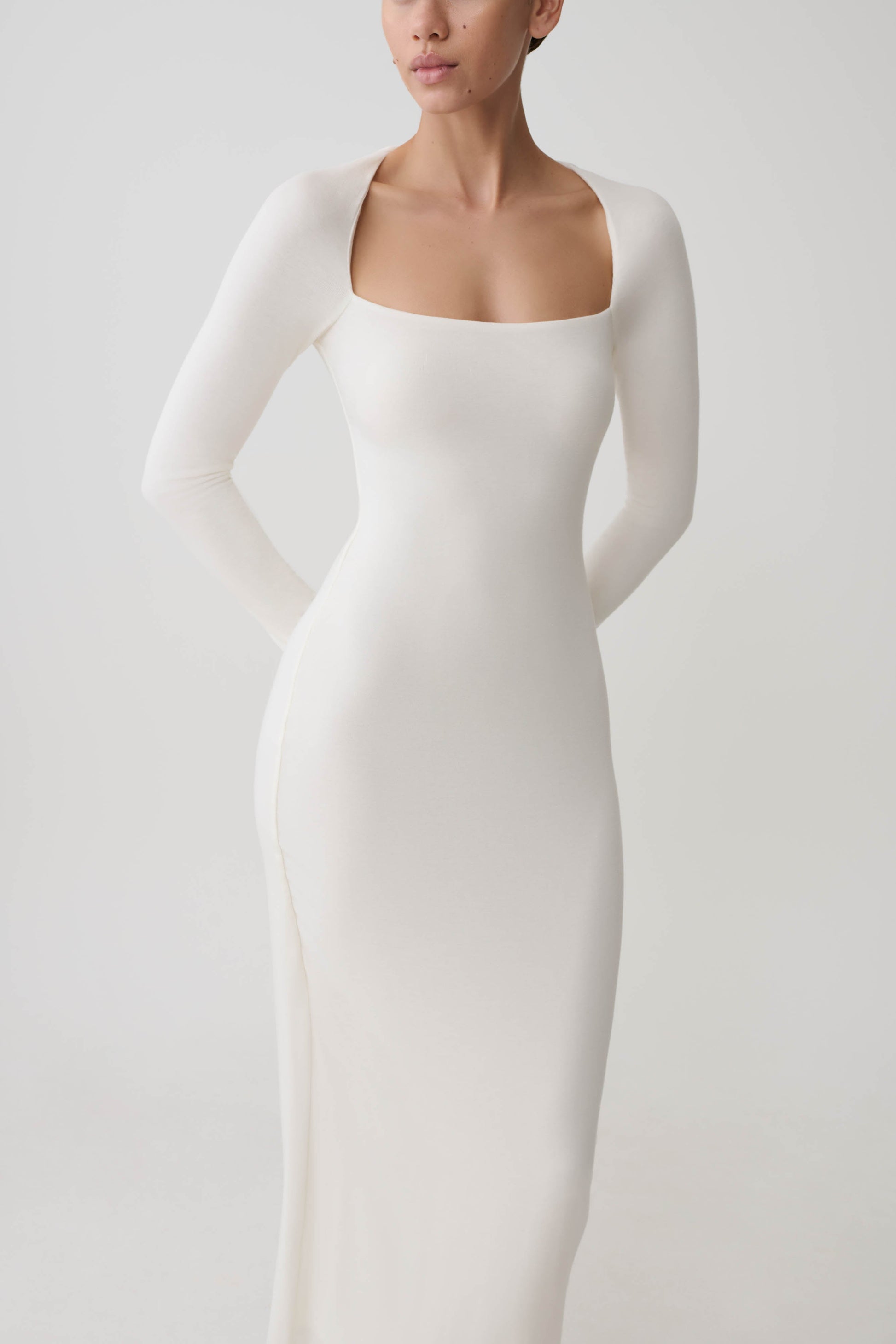 Freja Long Sleeve Midi Dress - White