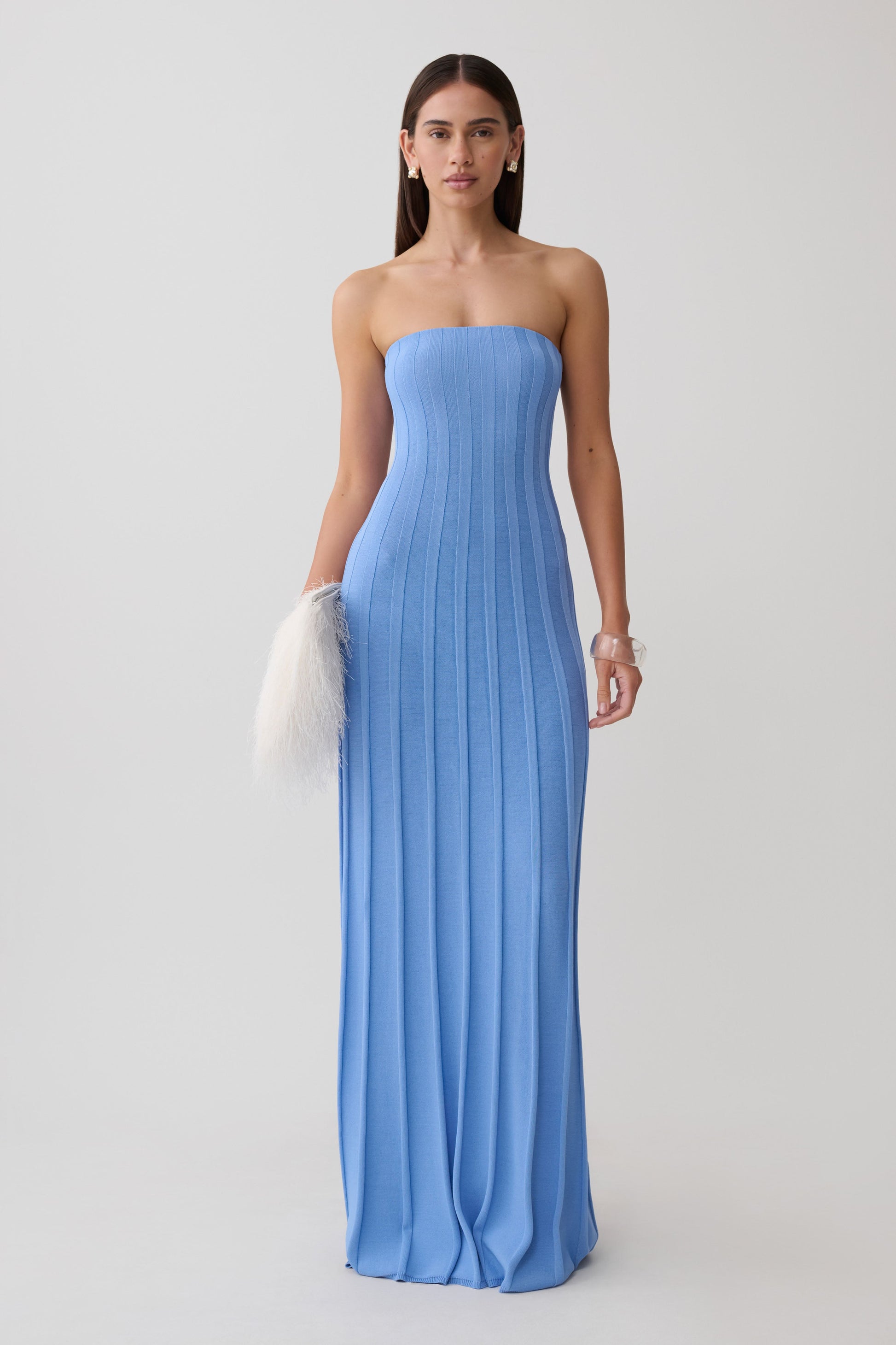 Pia Ribbed Strapless Maxi Dress - Periwinkle #5