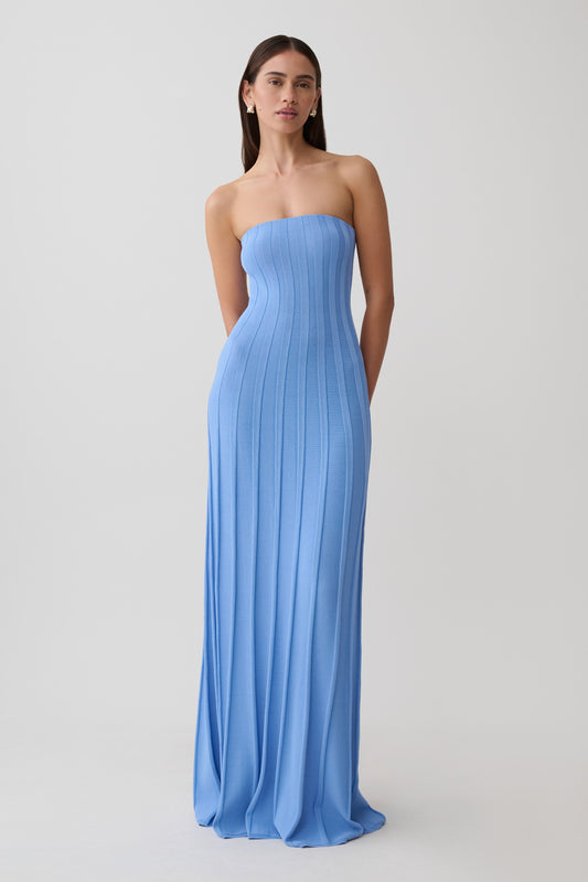 Pia Ribbed Strapless Maxi Dress - Periwinkle