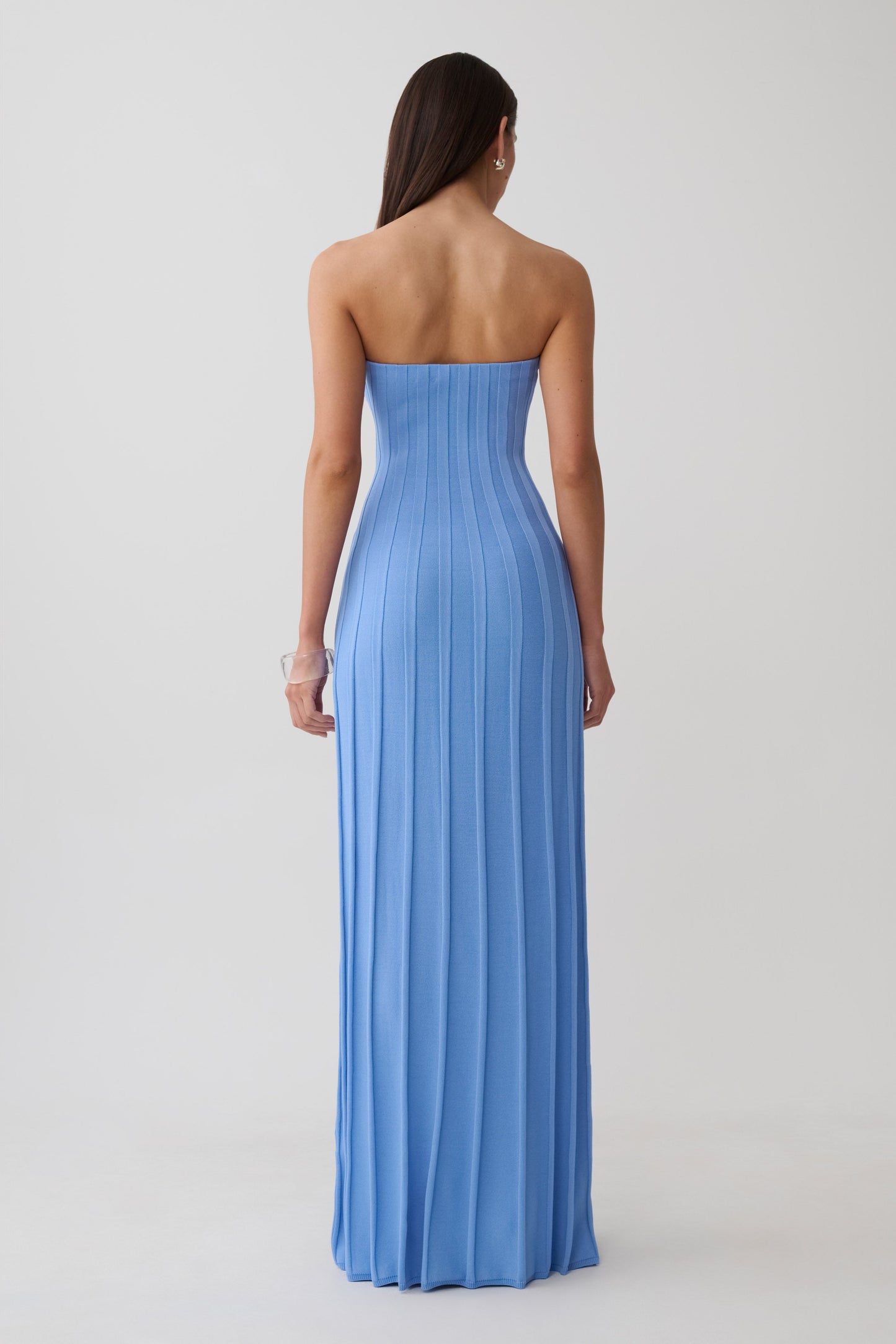 Pia Ribbed Strapless Maxi Dress - Periwinkle