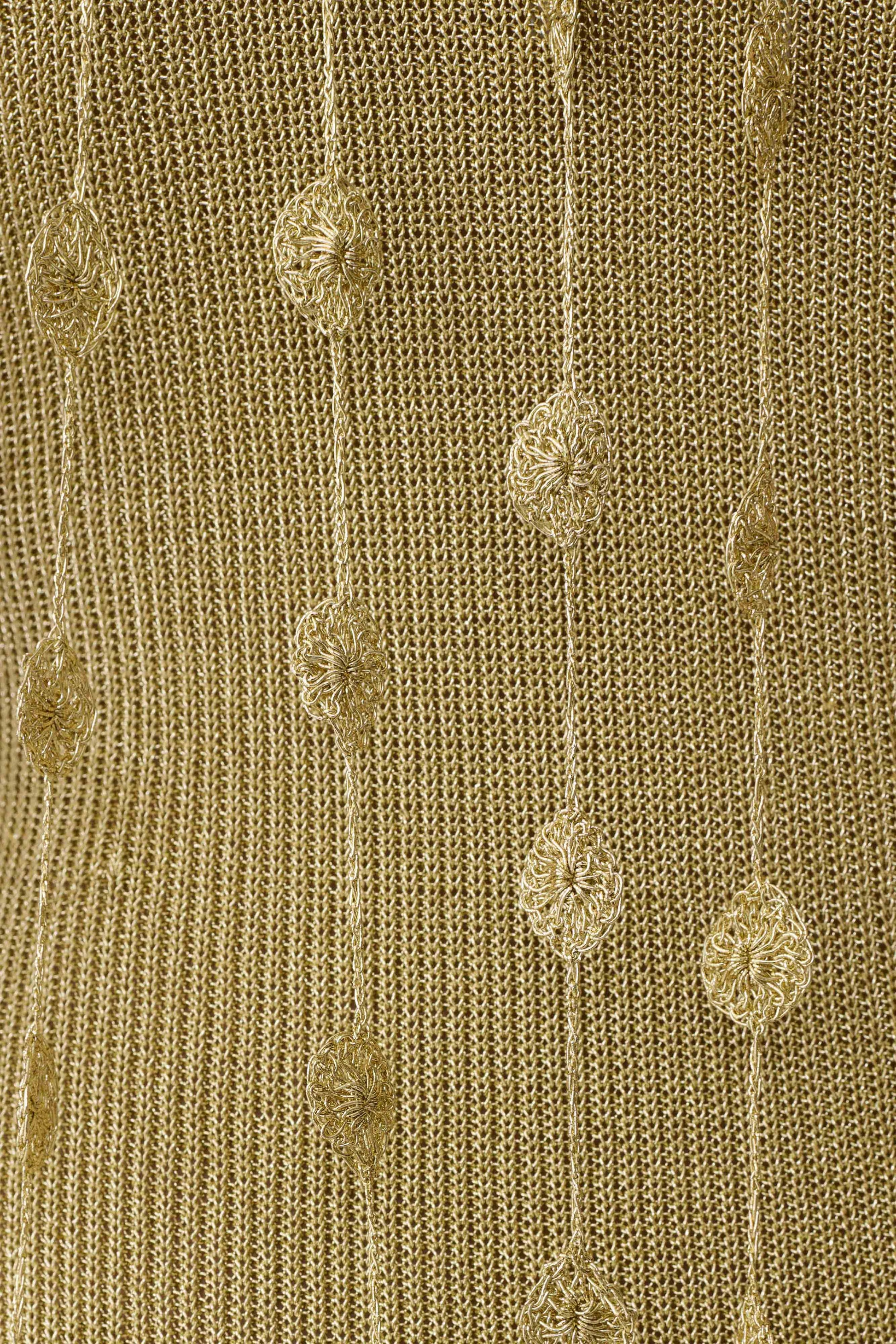 Shami Lurex Maxi Dress With Flowers - Gold #8