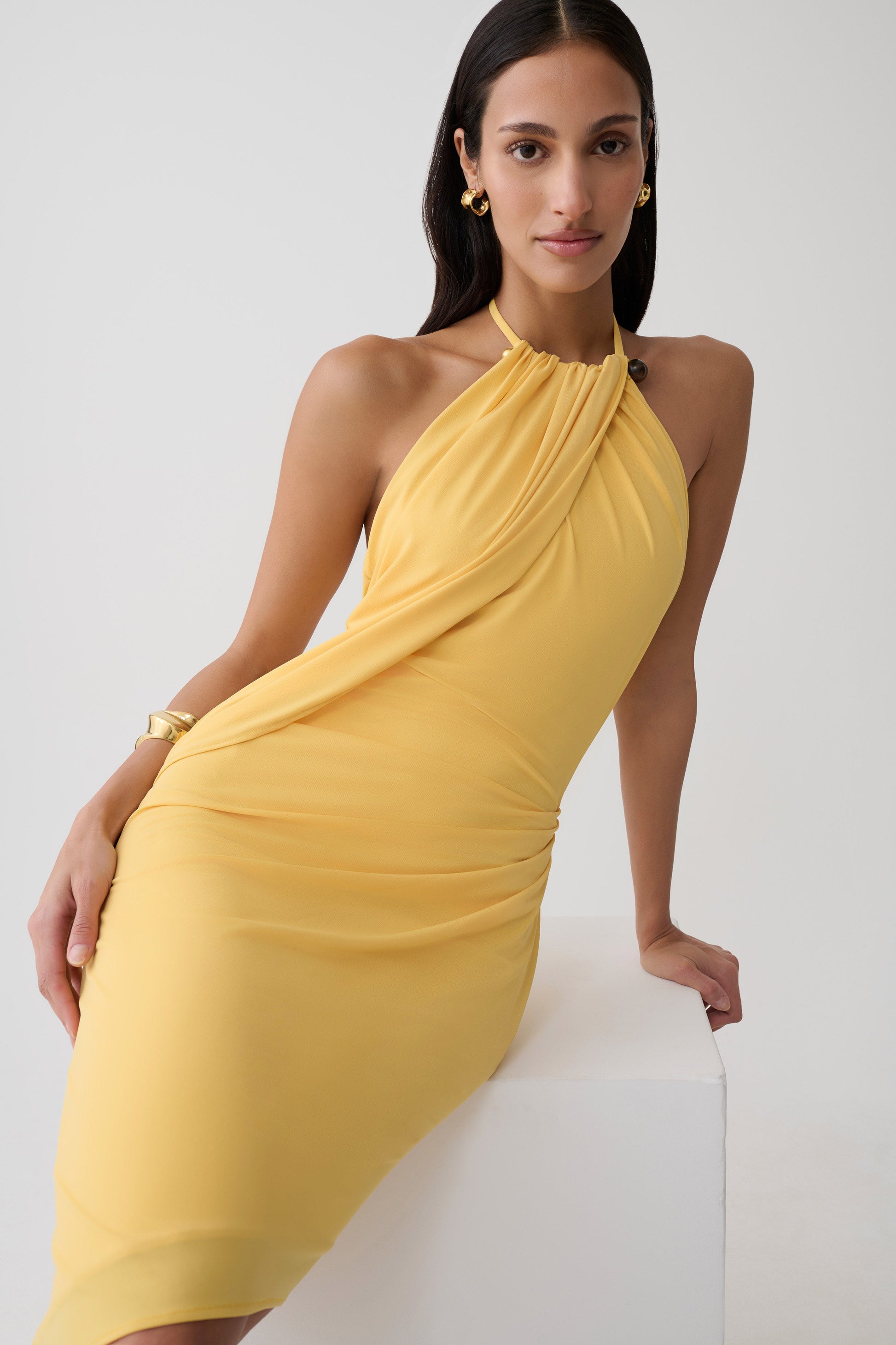 Yuna Draped Hardware Midi Dress - Mango