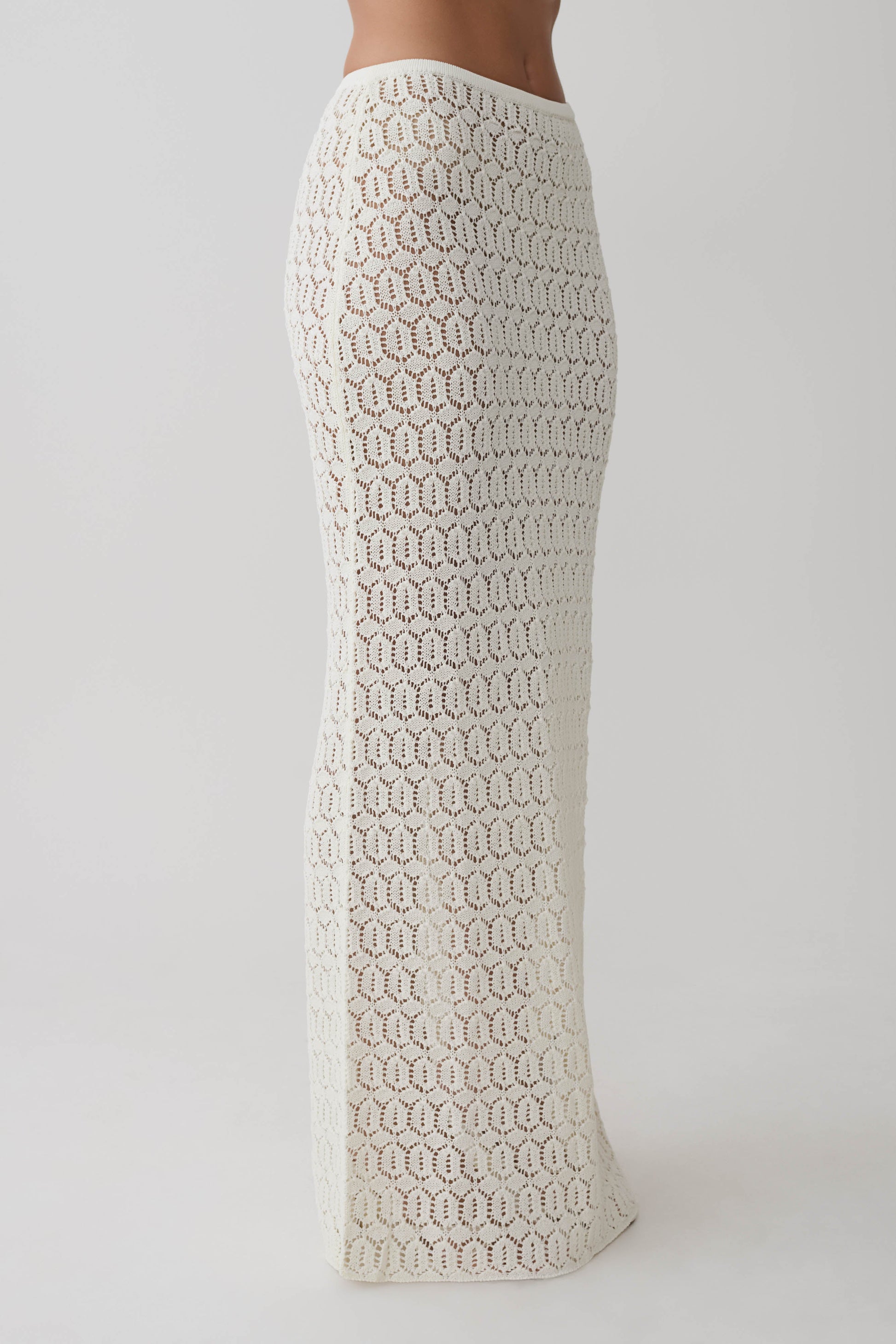 Courtney Crochet Knit Maxi Skirt - Ivory #6