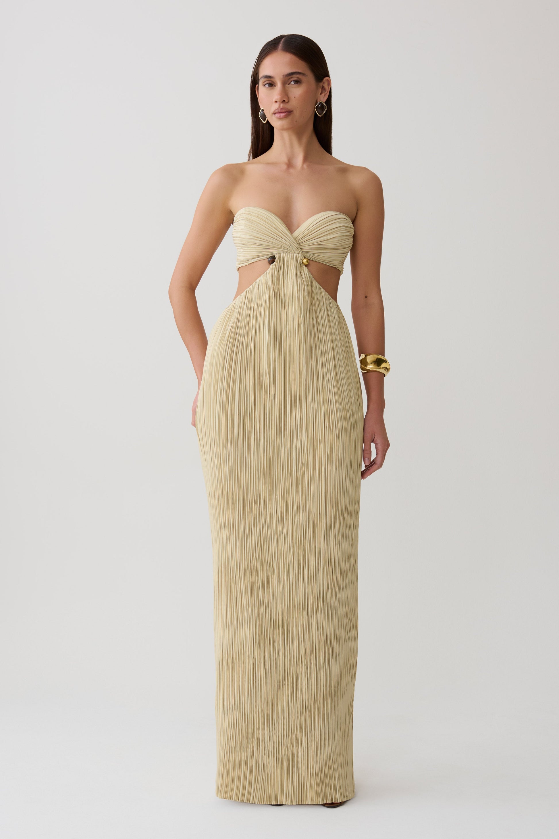 Dana Cut Out Hardware Maxi Dress - Lime Gold #2