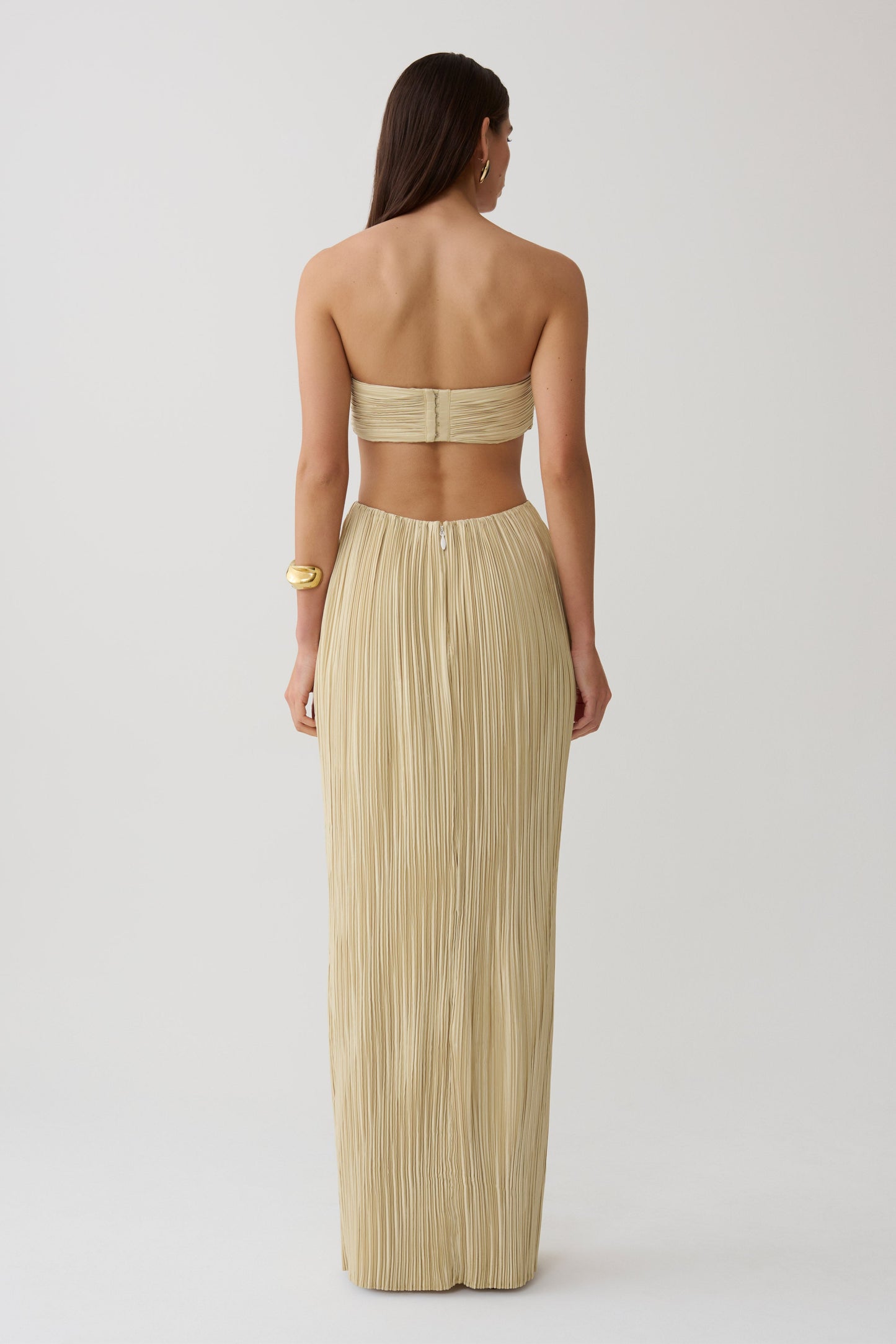 Dana Cut Out Hardware Maxi Dress - Lime Gold