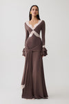 Electra Slinky Lace Maxi Dress - Chocolate/Ballet Pink