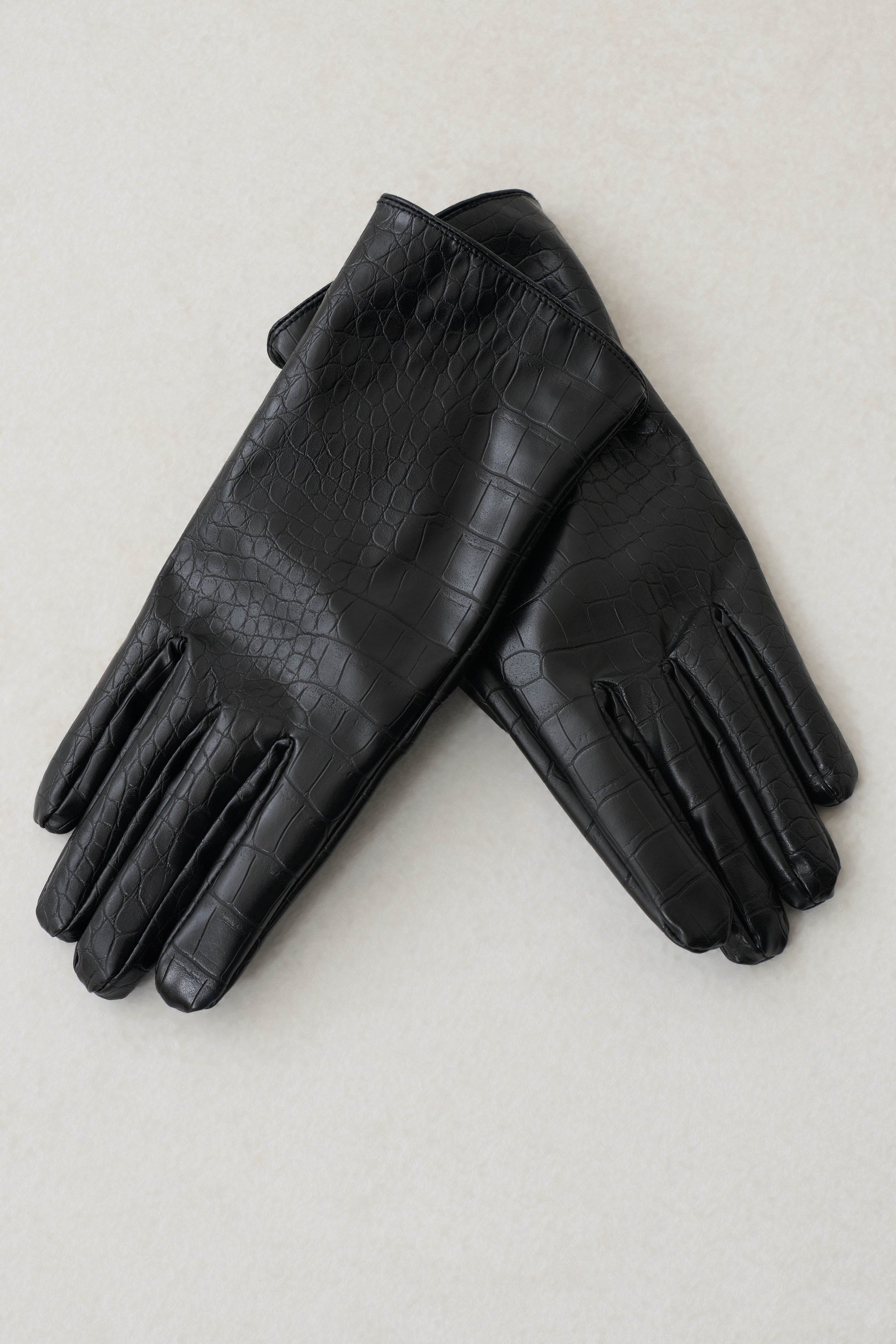 Atlas Faux Leather Crocodile Gloves - Black #2