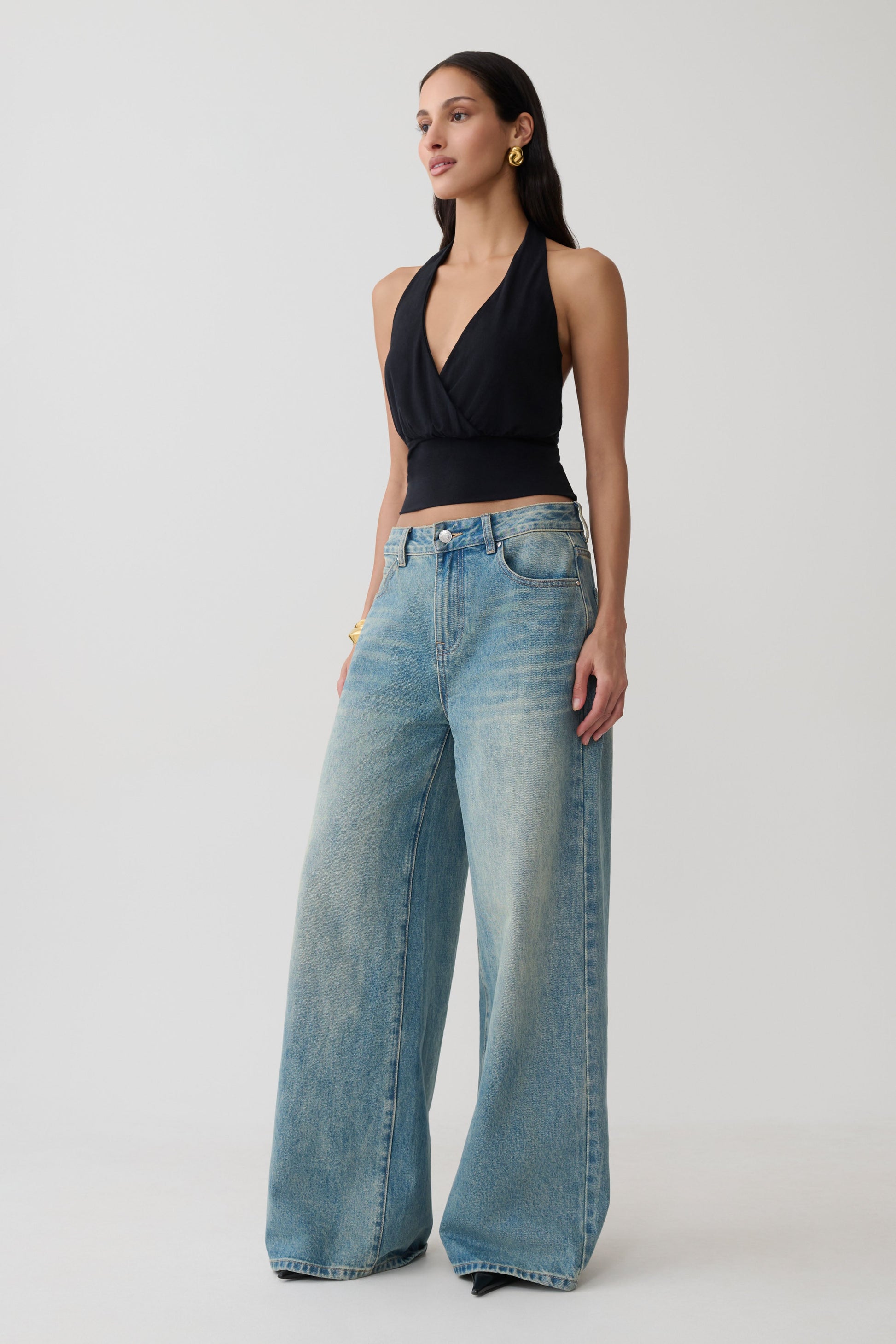 Jina Draped Halter Top - Black #4