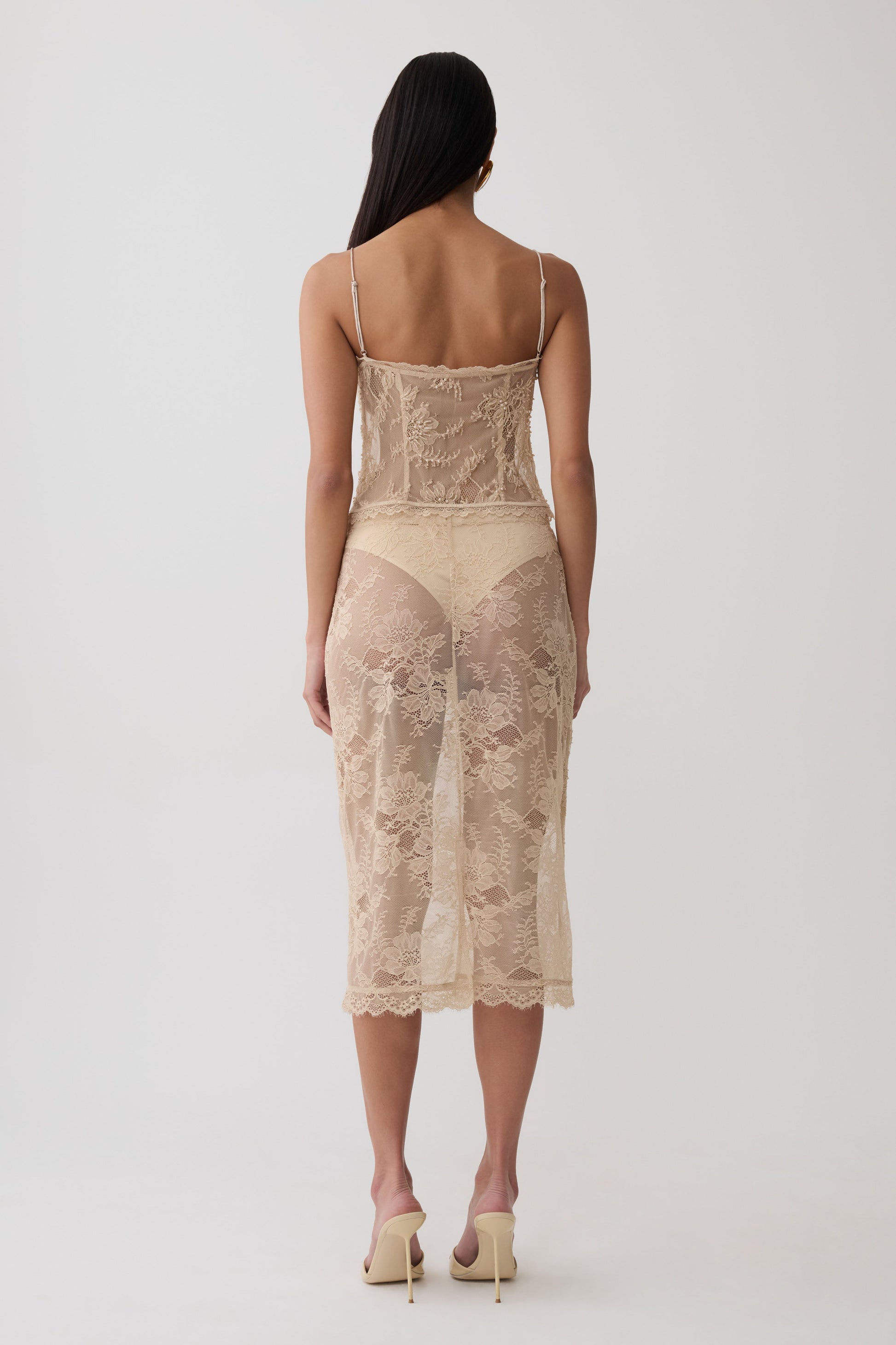 Marcelle Lace Midi Skirt - Blush Rose Gold #2