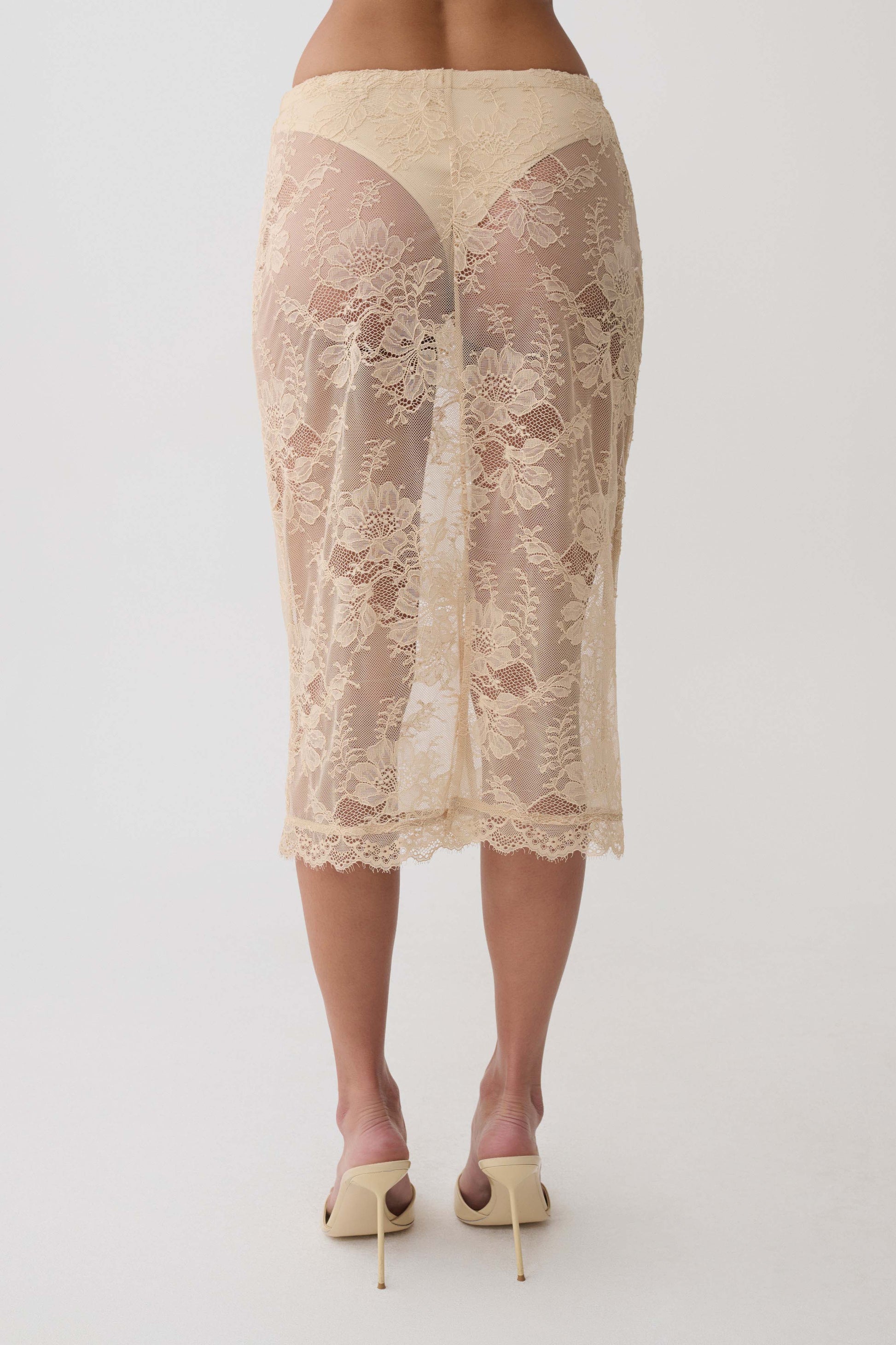 Marcelle Lace Midi Skirt - Blush Rose Gold #8