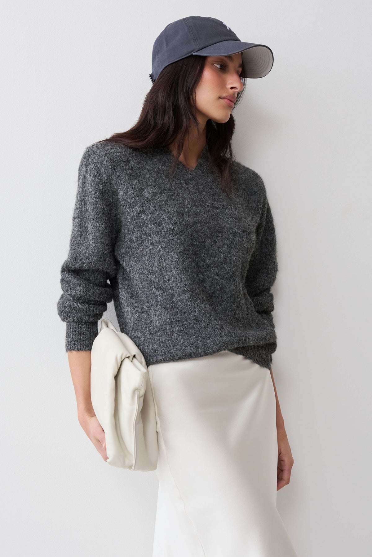 Mariam Shoulder Pad Knit Jumper - Charcoal