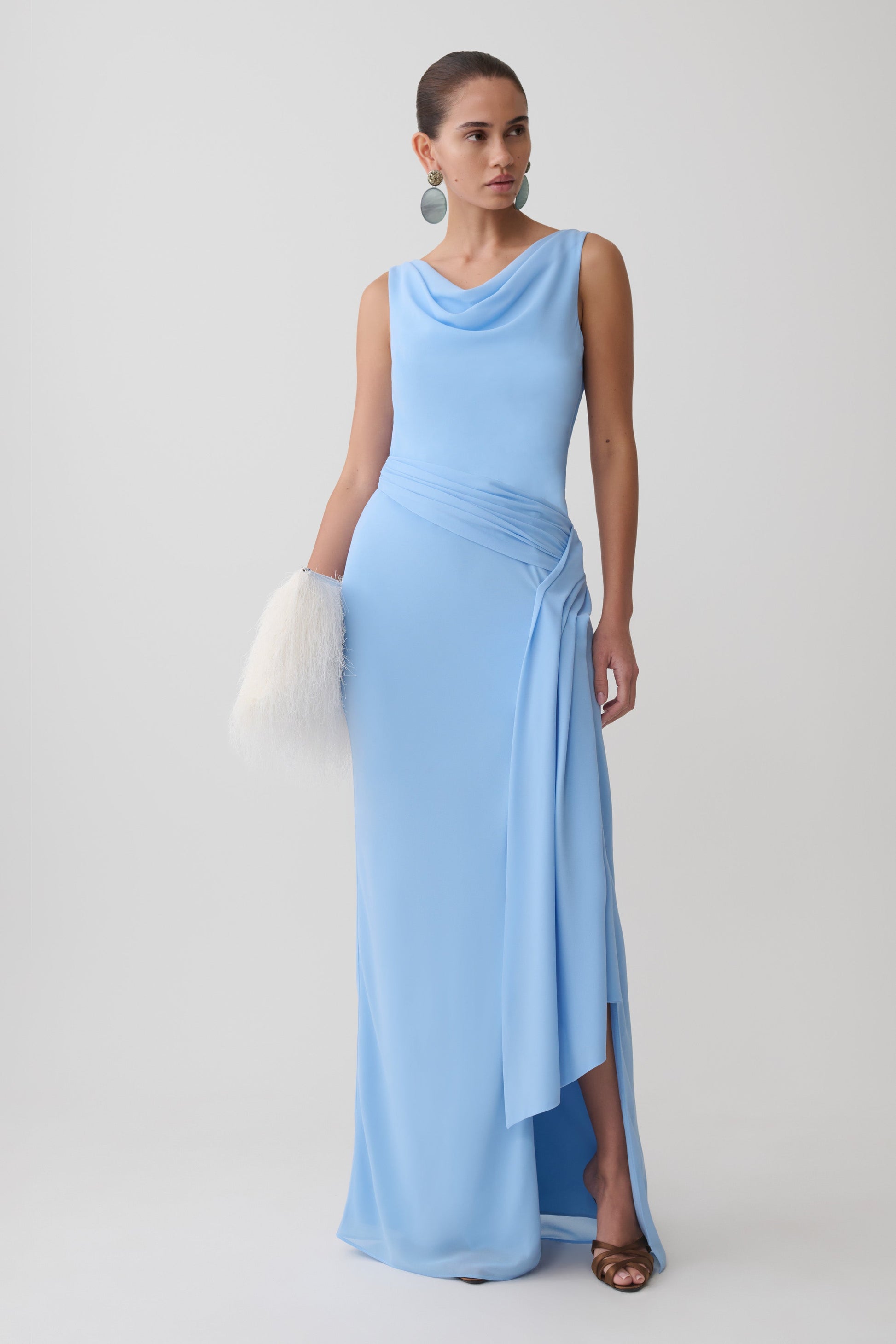 draped back maxi dress Satin Draped Back Maxi Dress