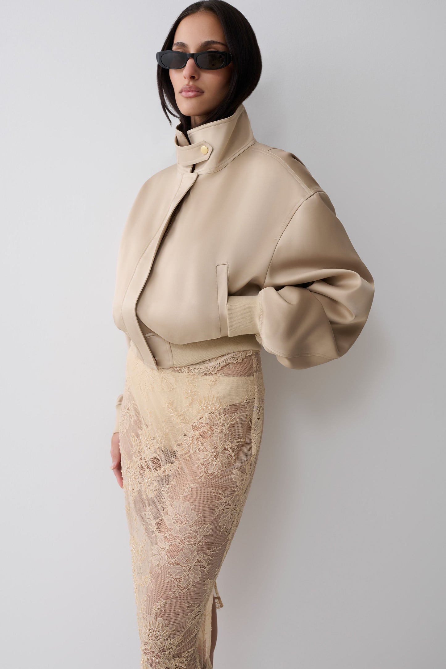 Marcelle Lace Midi Skirt - Blush Rose Gold
