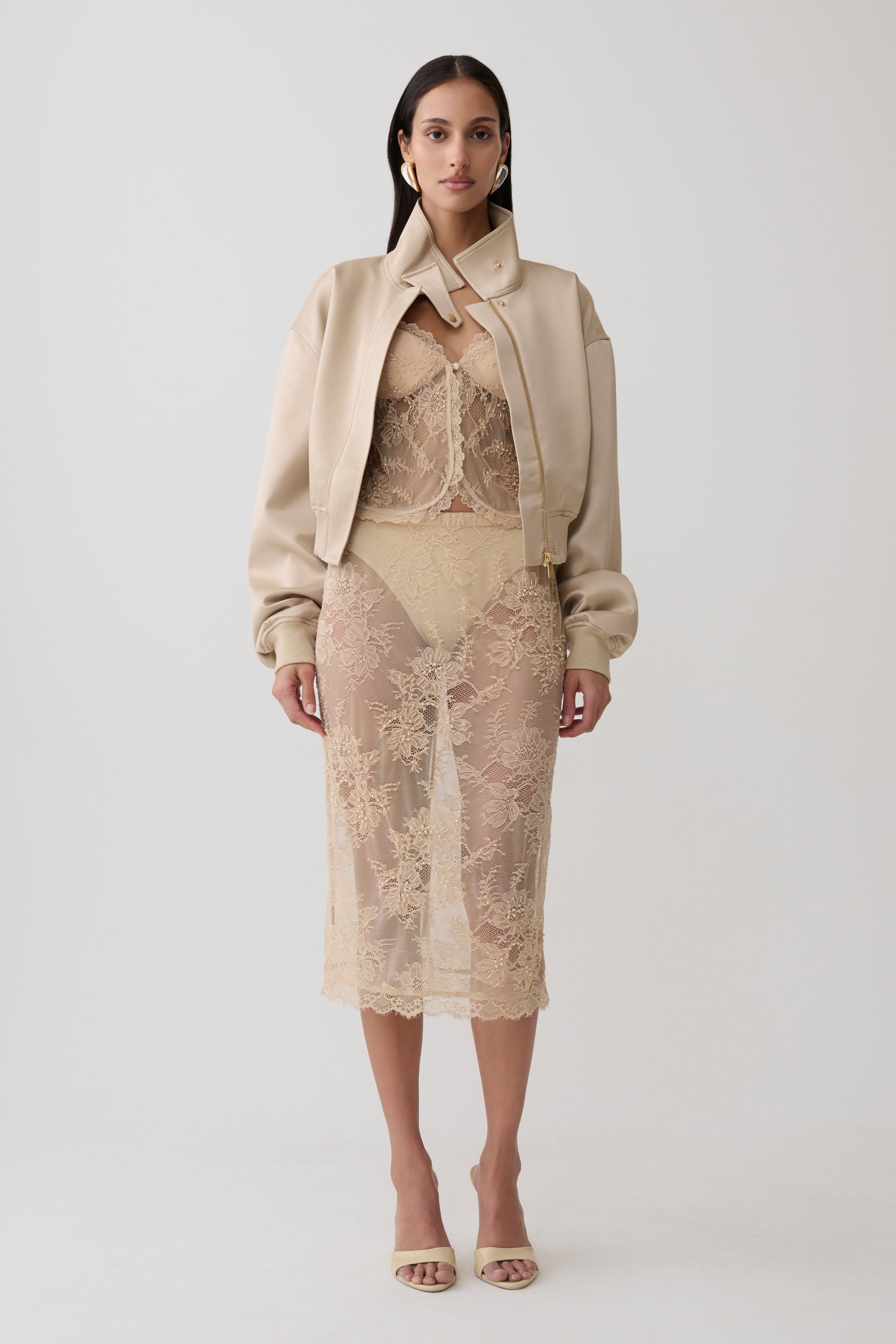 Marcelle Lace Midi Skirt - Blush Rose Gold #7