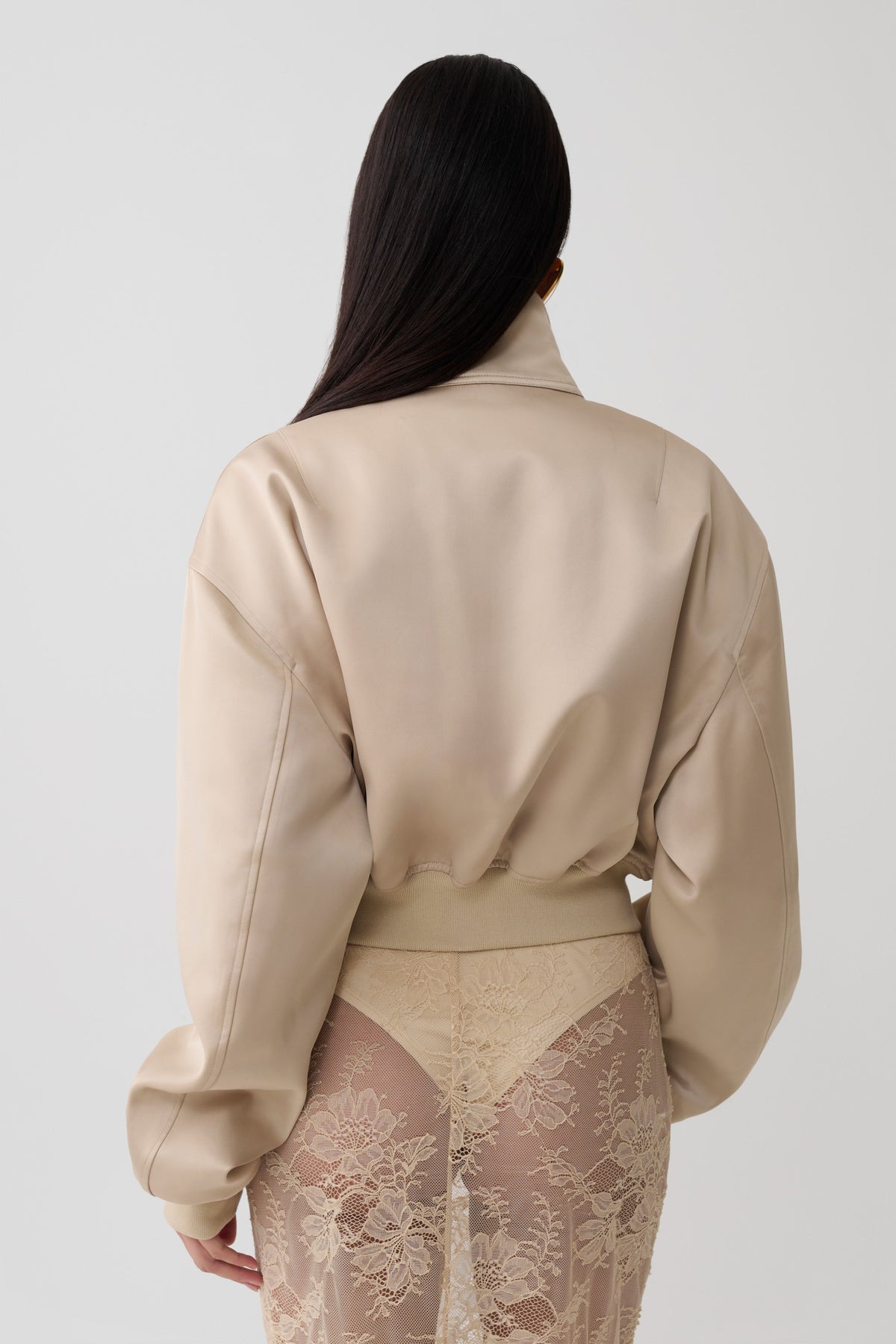 Nicolla Satin Bomber Jacket - Blush Rose Gold