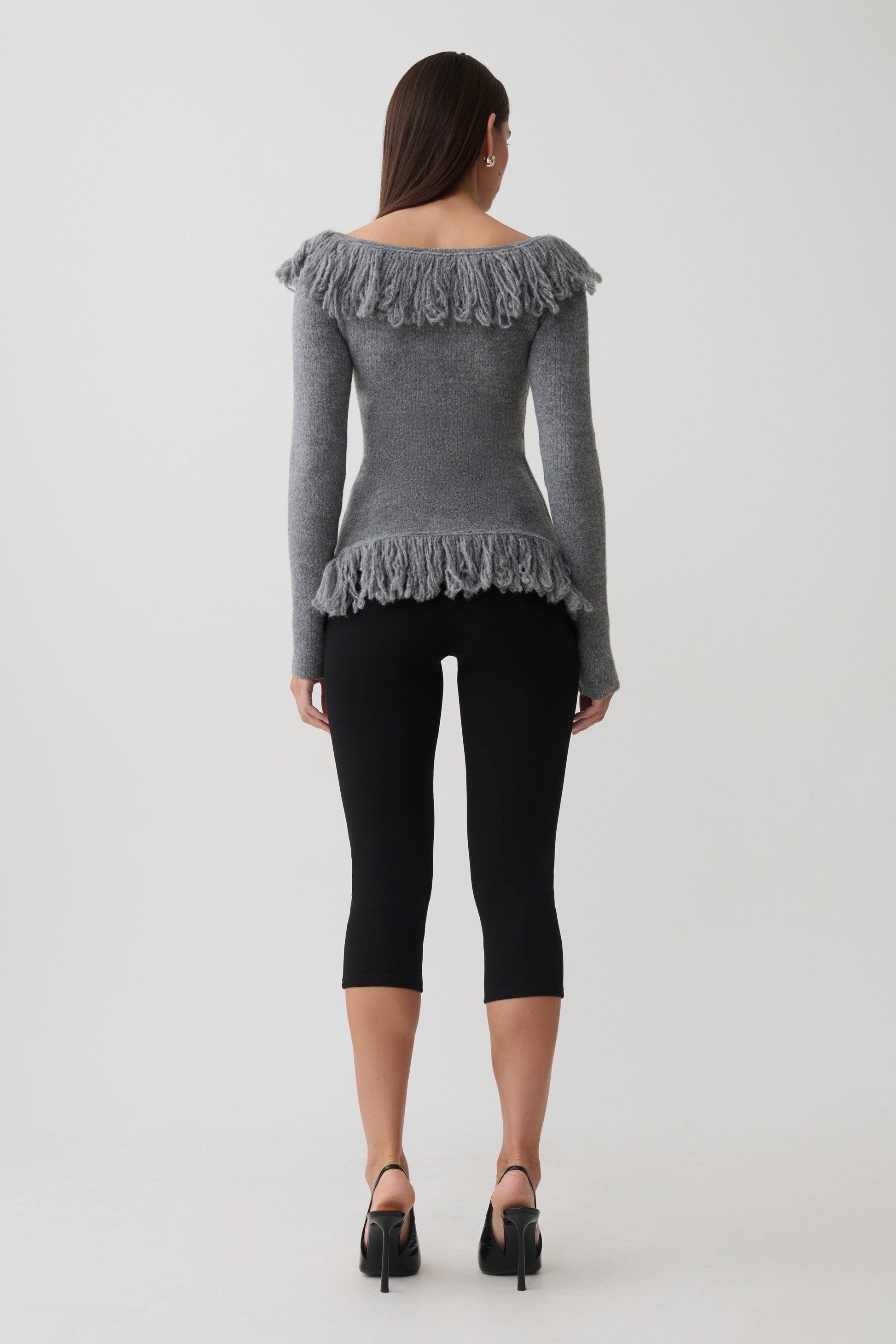 Sammie Fringe Knit Top - Charcoal #7