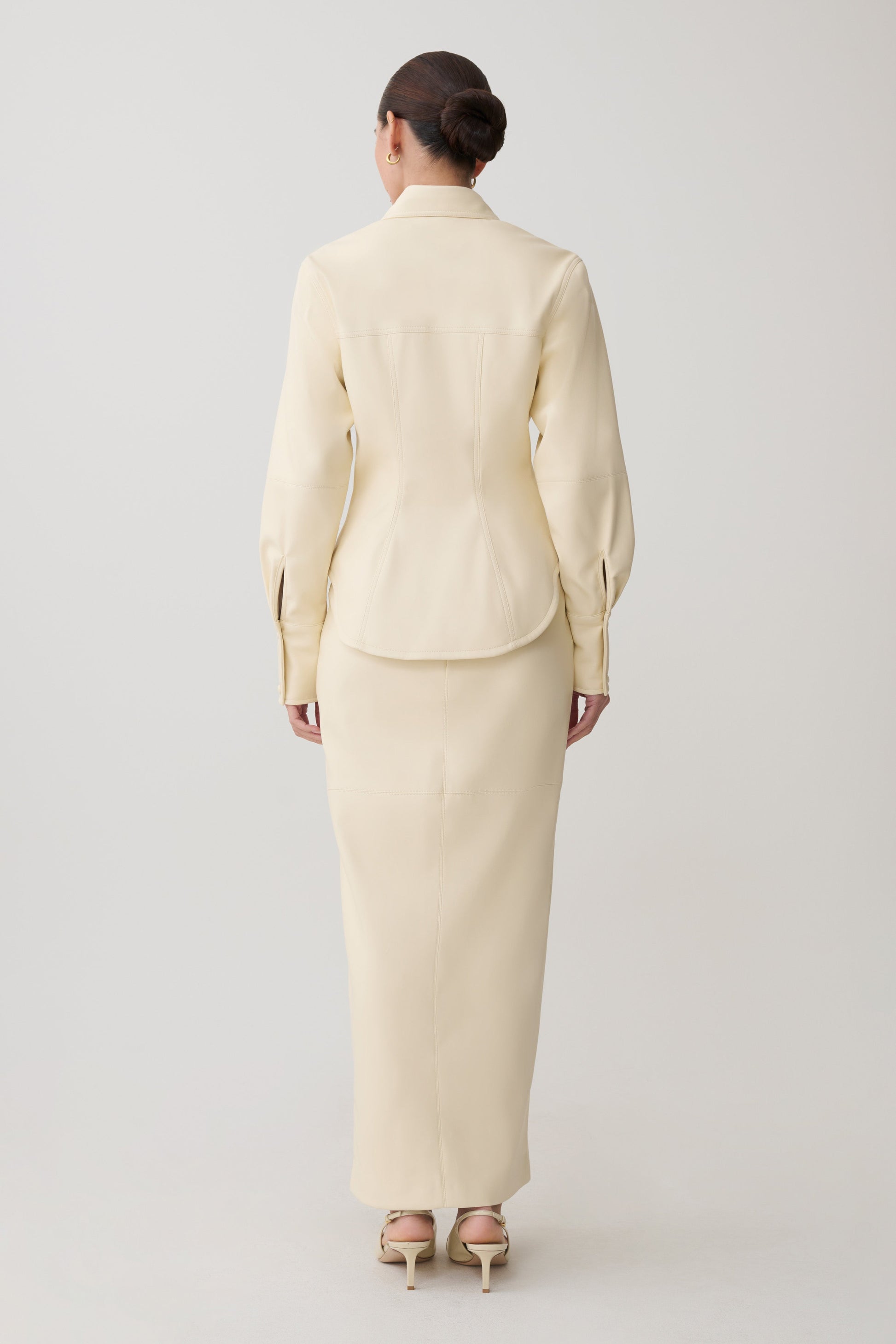 Winslet Faux Leather Maxi Skirt - Bone #5