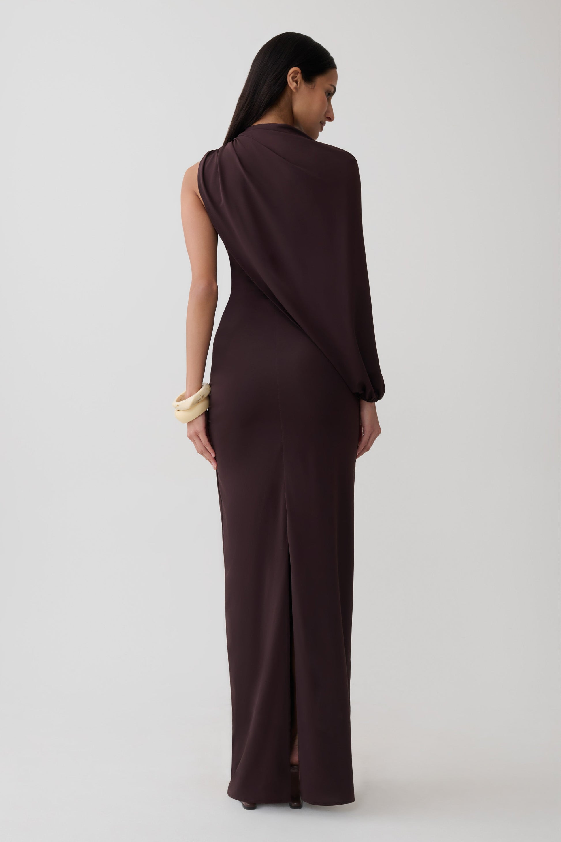 Yuri Gather Sleeve Maxi Dress - Chocolate #2