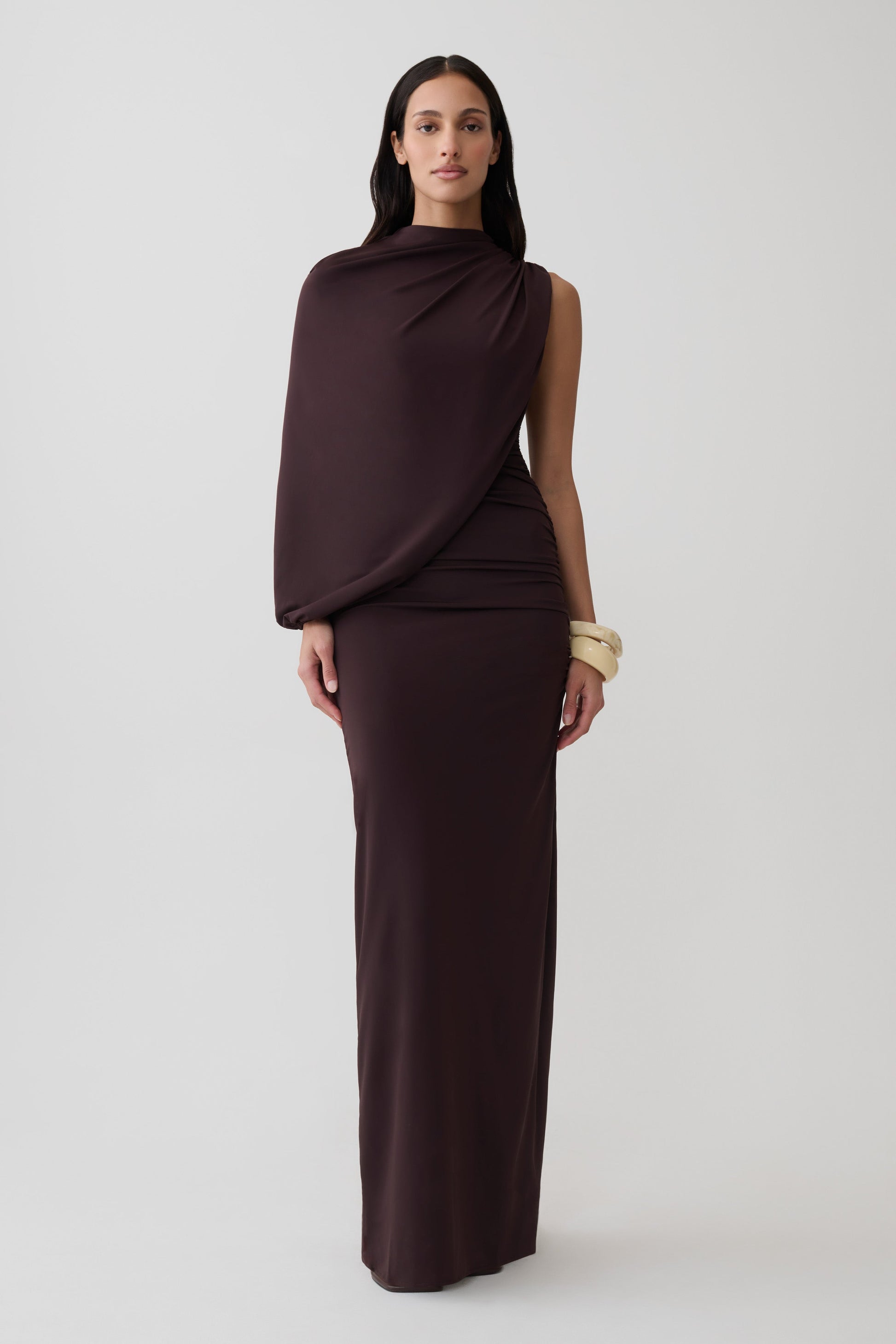 Yuri Gather Sleeve Maxi Dress - Chocolate #5