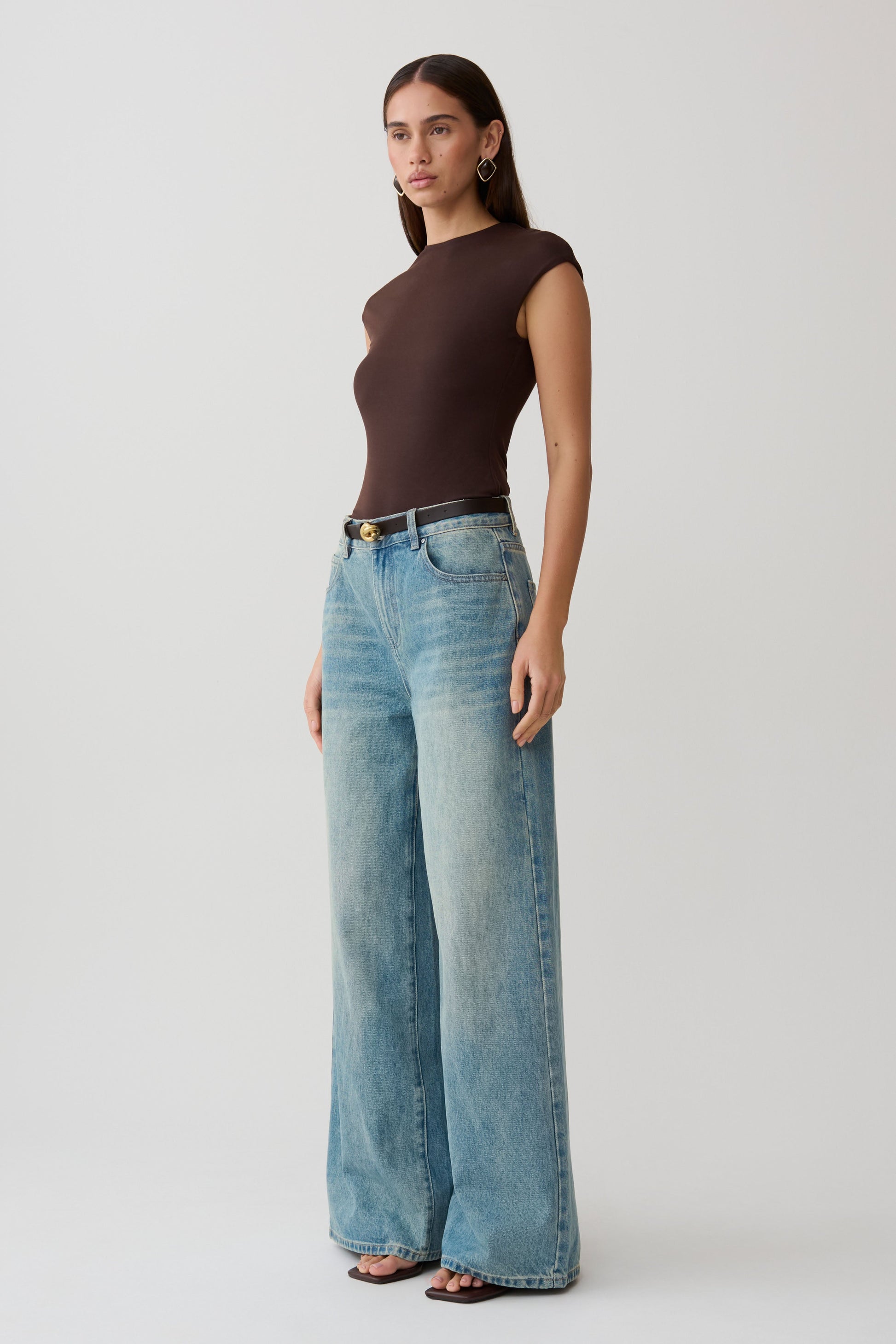 Chai Peached Jersey High Neck Top - Chocolate #4