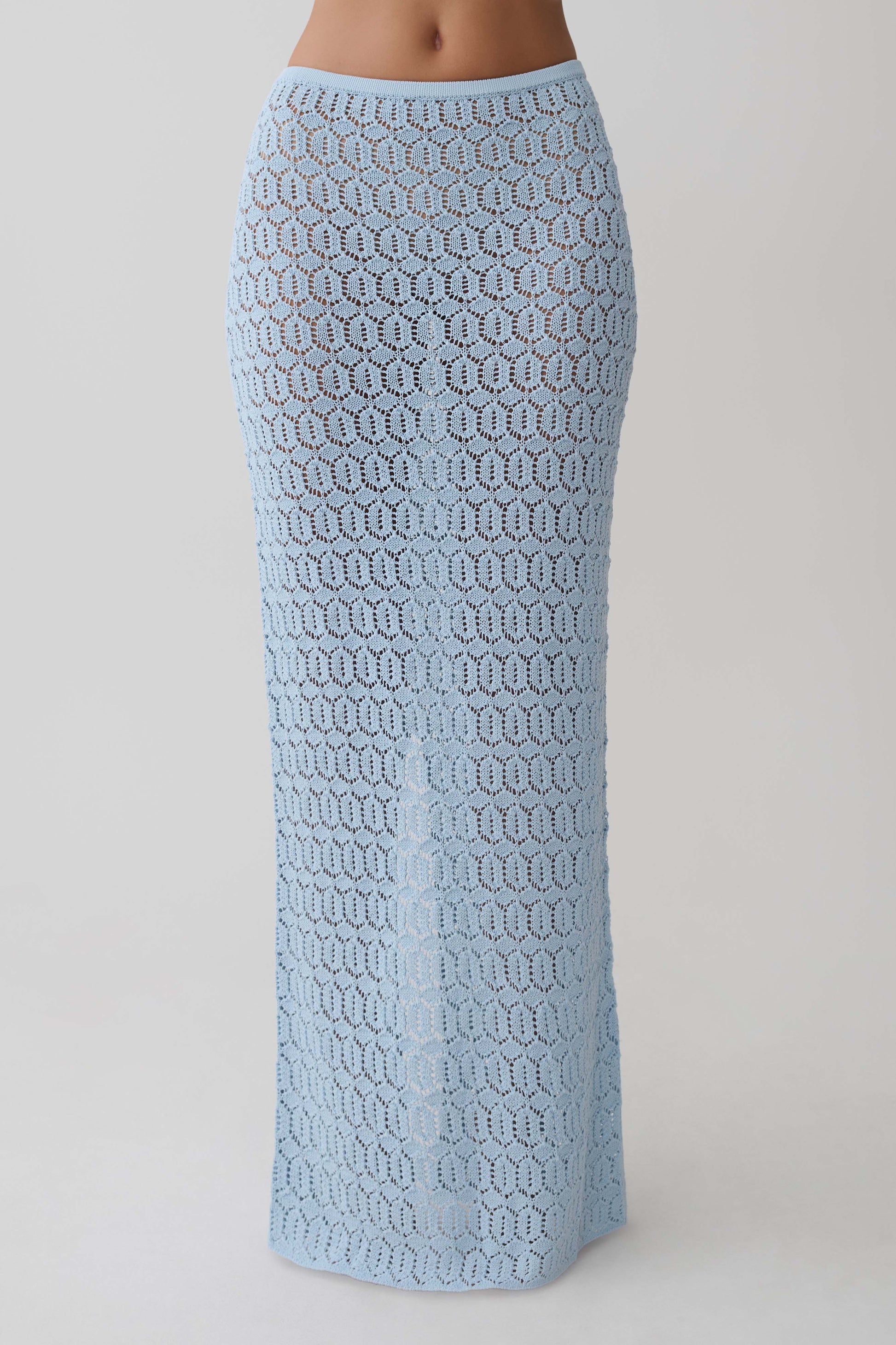 Courtney Crochet Knit Maxi Skirt - Pale Blue #6