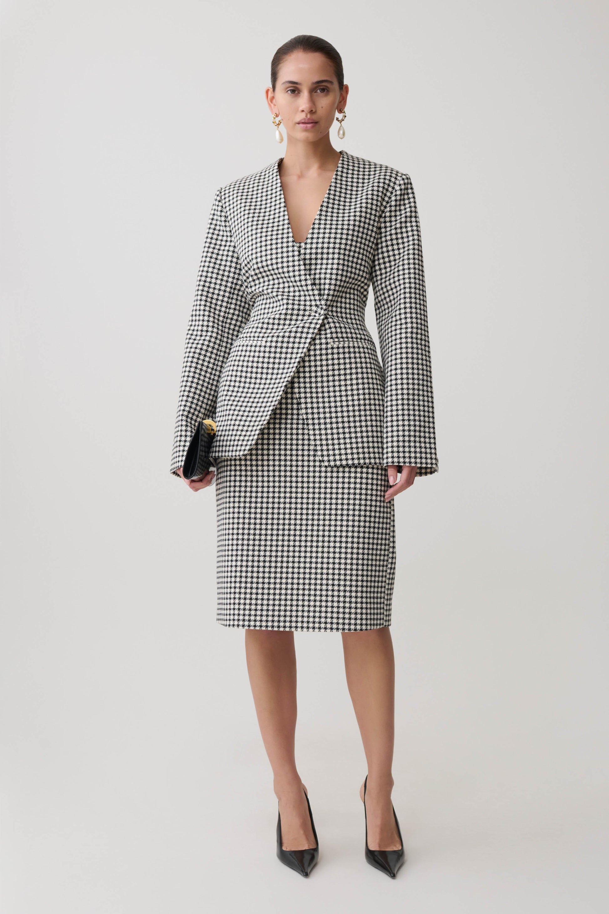 Darcie Drop Shoulder Suiting Blazer - Houndstooth #5