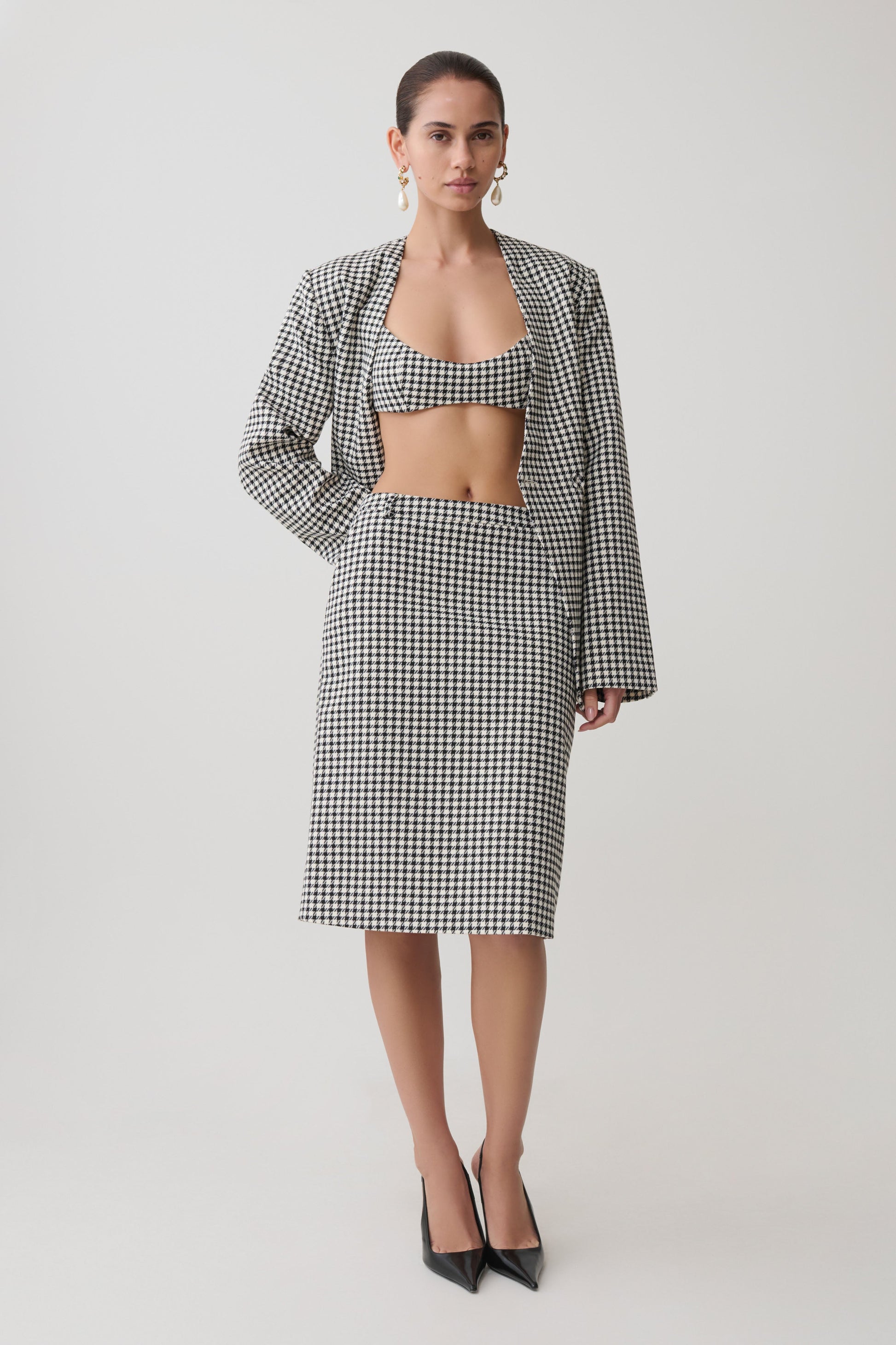 Darcie Drop Shoulder Suiting Blazer - Houndstooth #6