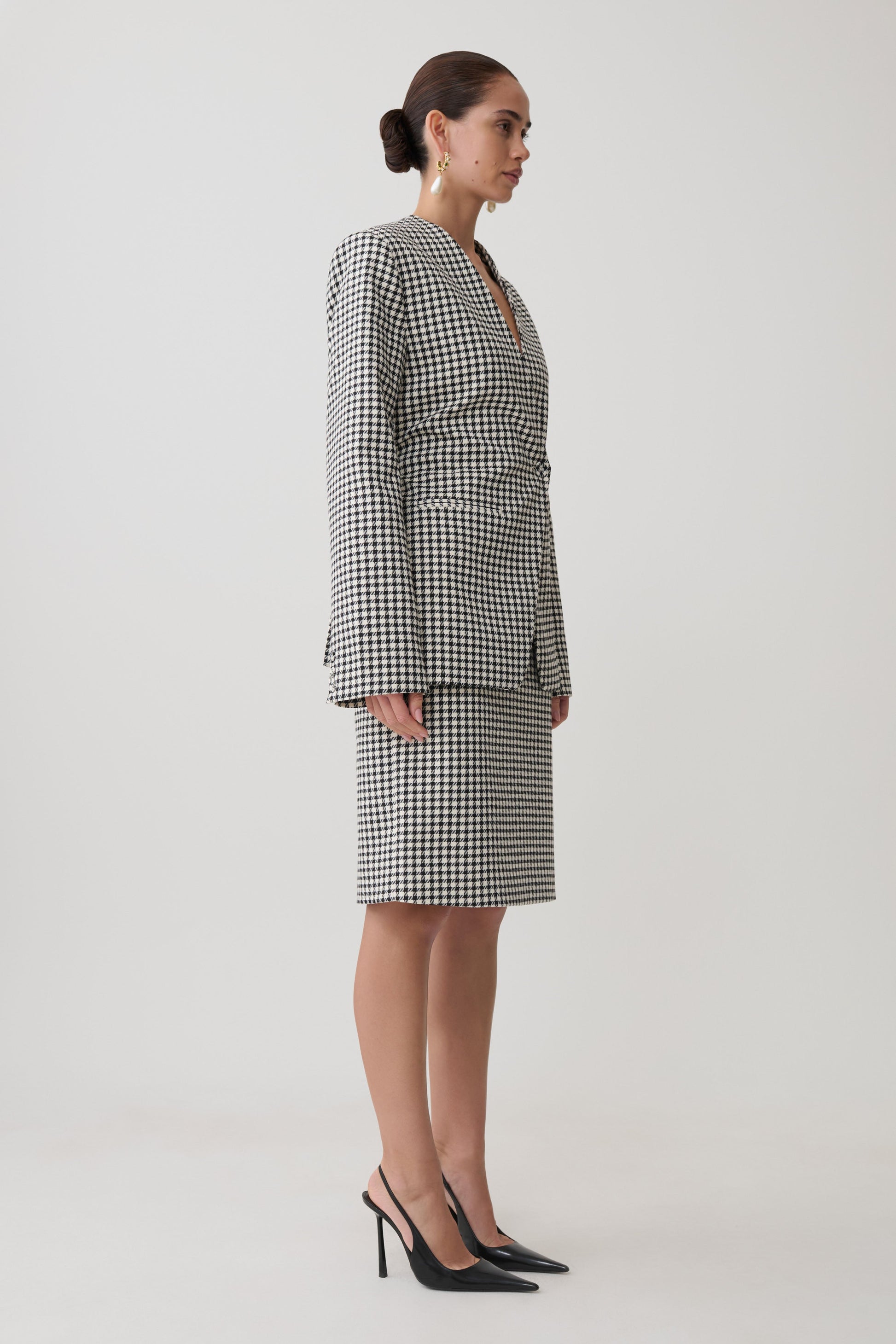 Darcie Drop Shoulder Suiting Blazer - Houndstooth #4