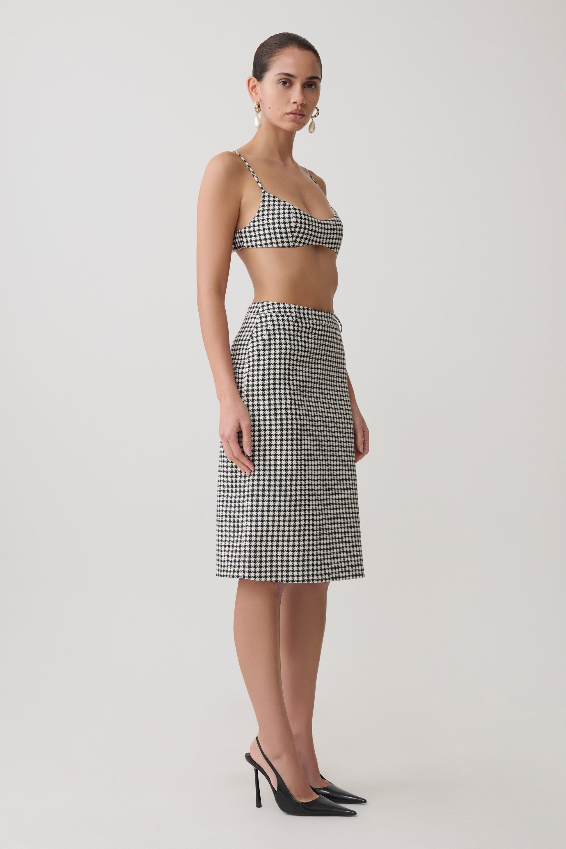 Amelie Tweed Midi Skirt - Houndstooth #5