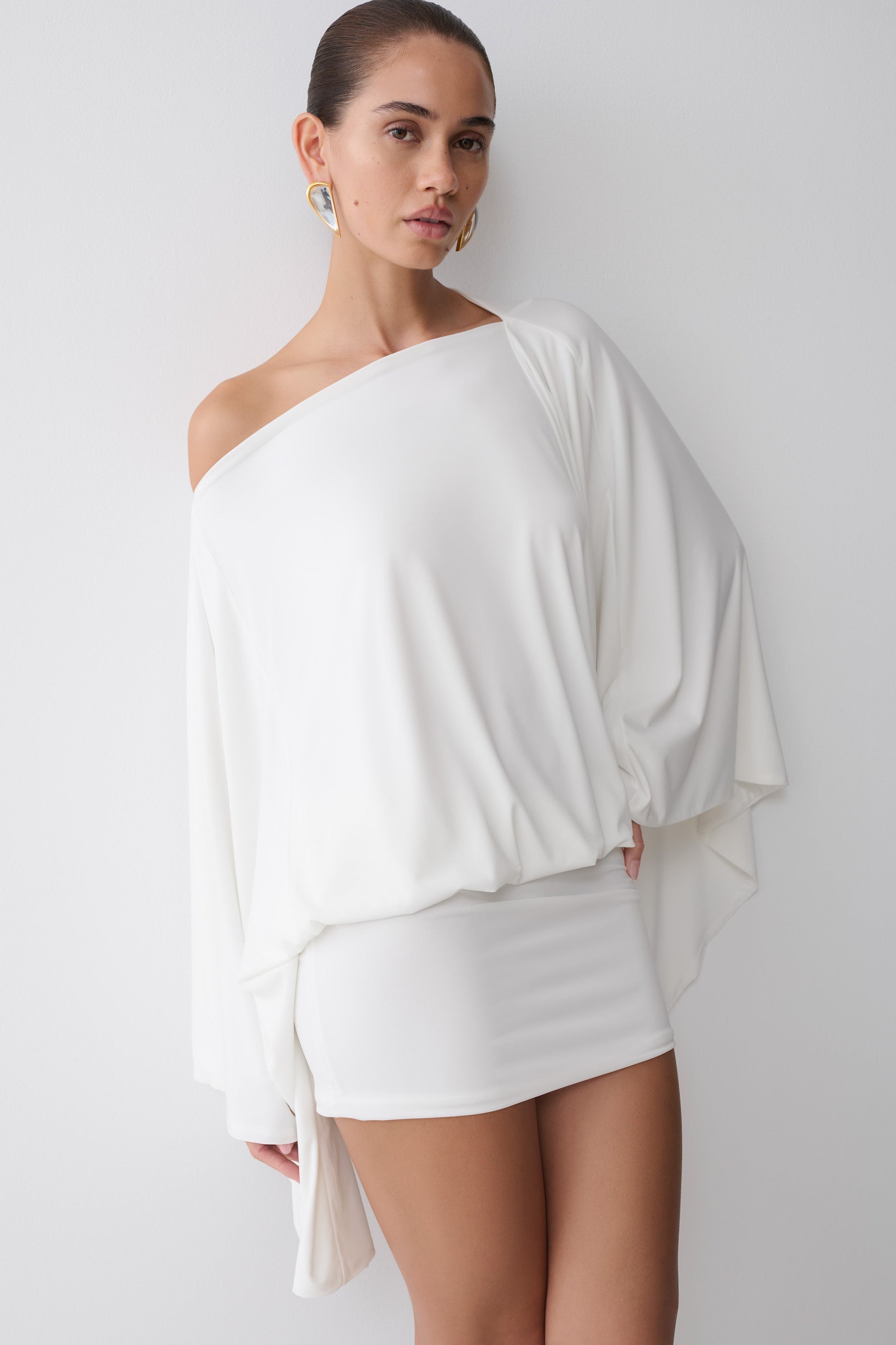 Jessy Draped Open Back Mini Dress - Ivory #6