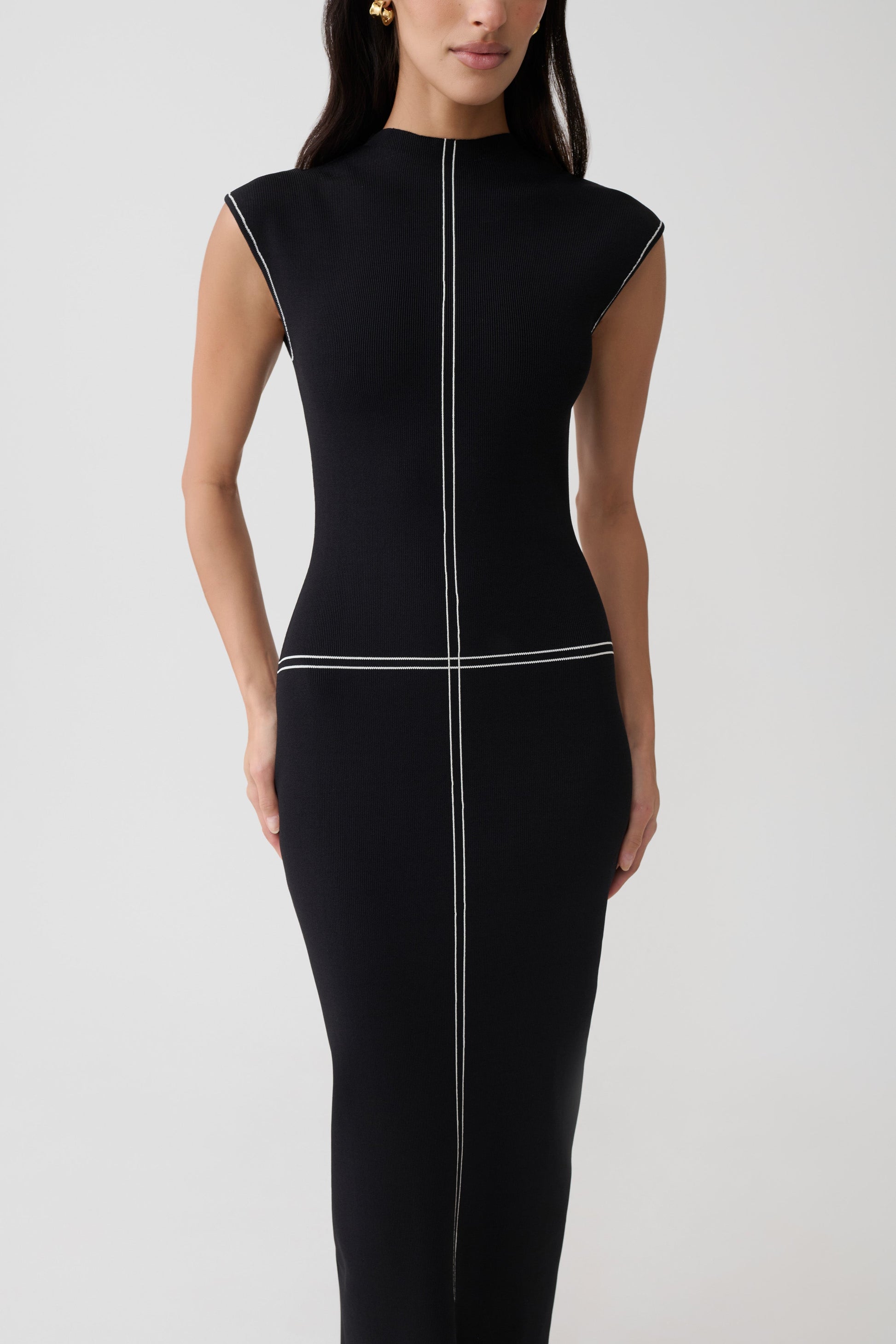 Malone Bandage Knit Midi Dress - Black #6
