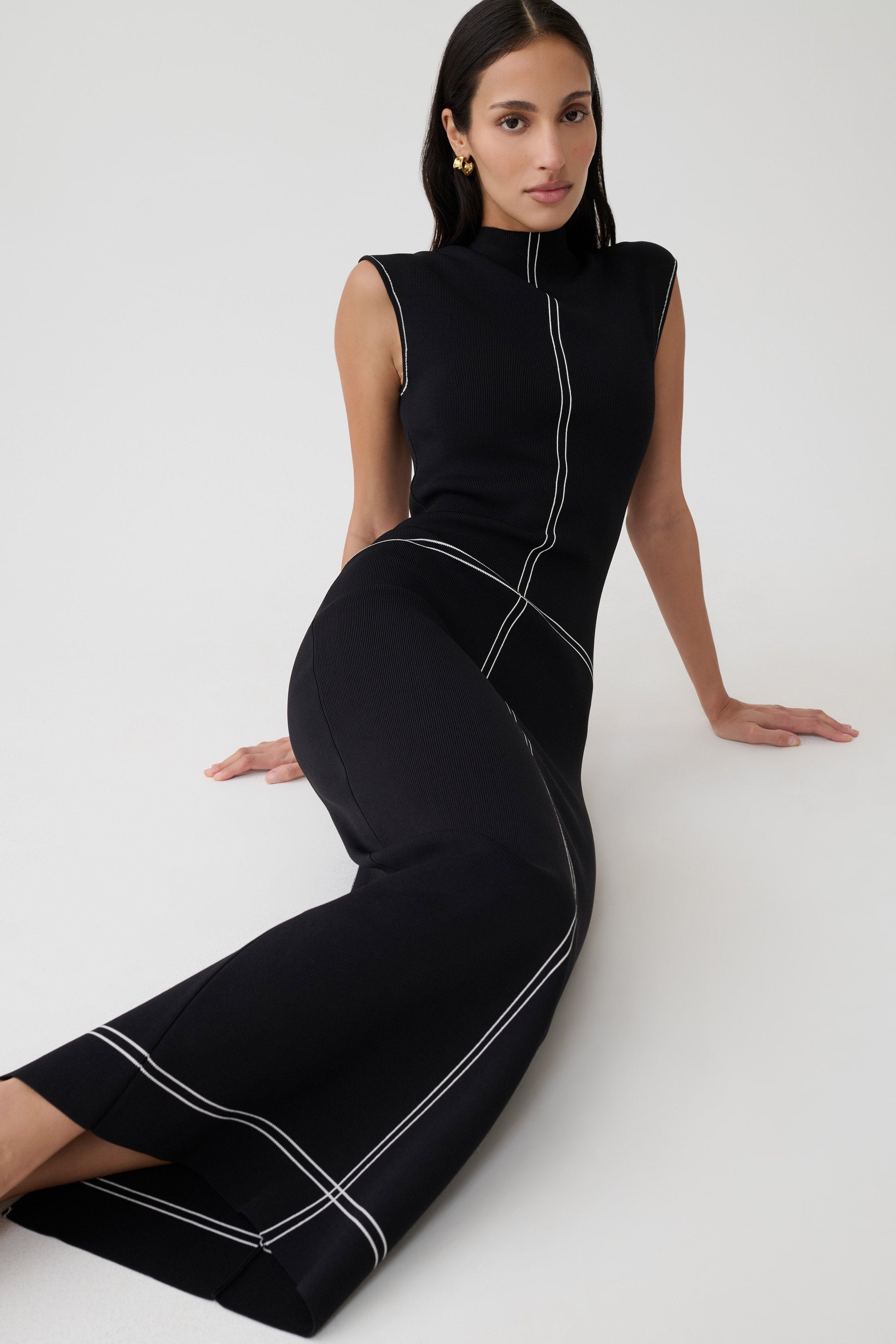 Malone Bandage Knit Midi Dress - Black #3