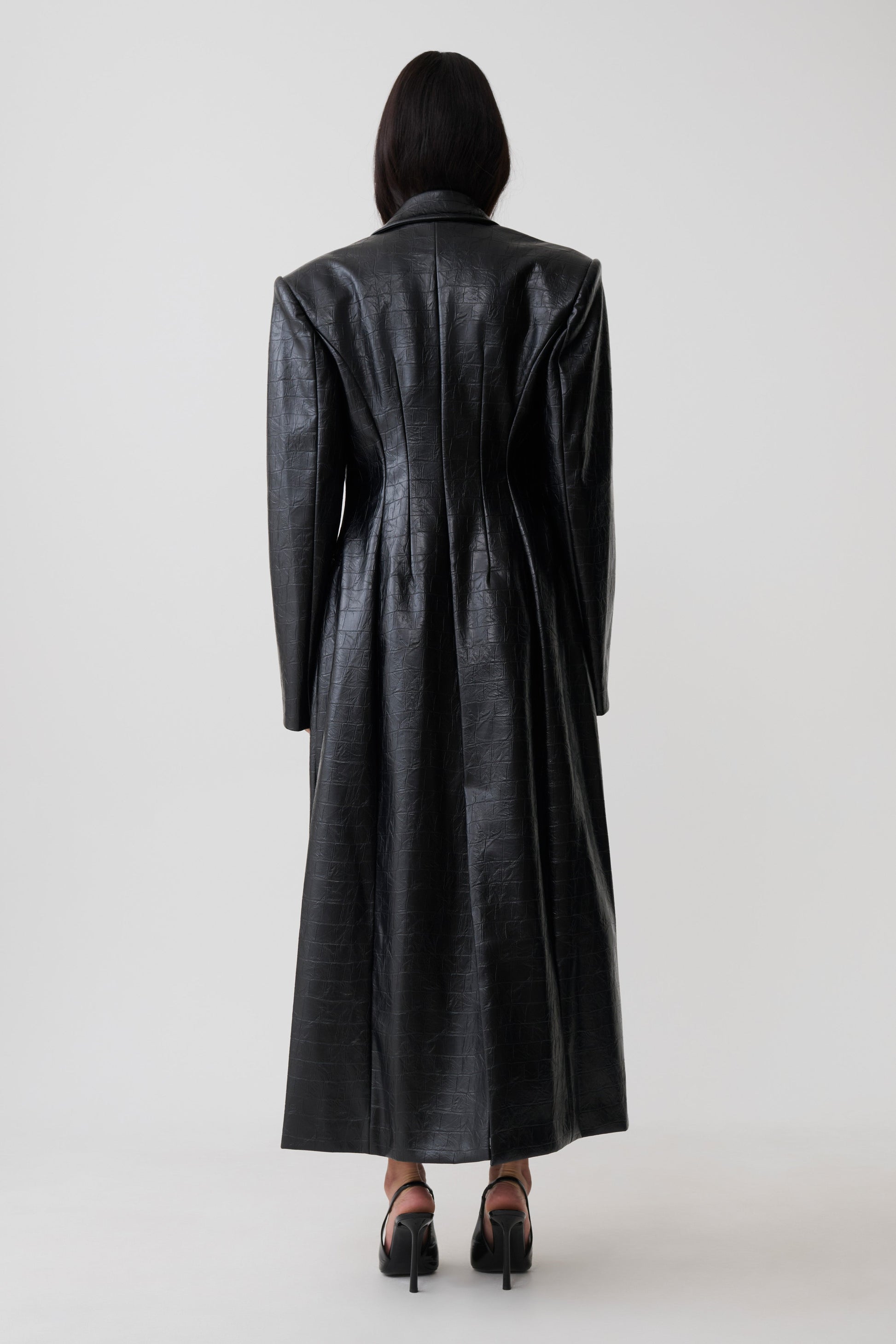 Rundy Croc Faux Leather Coat - Black #5