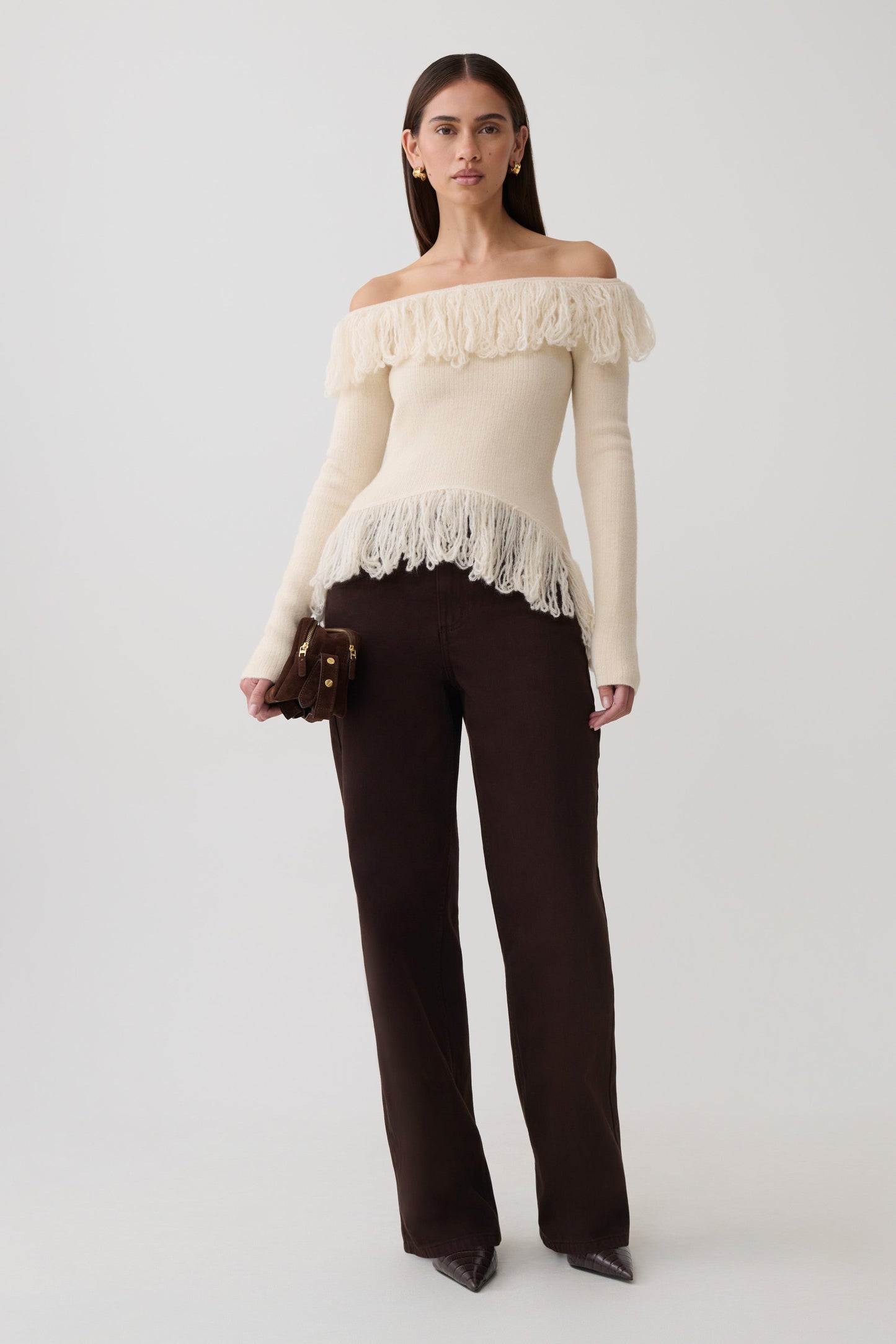 Sammie Fringe Knit Top - Cream