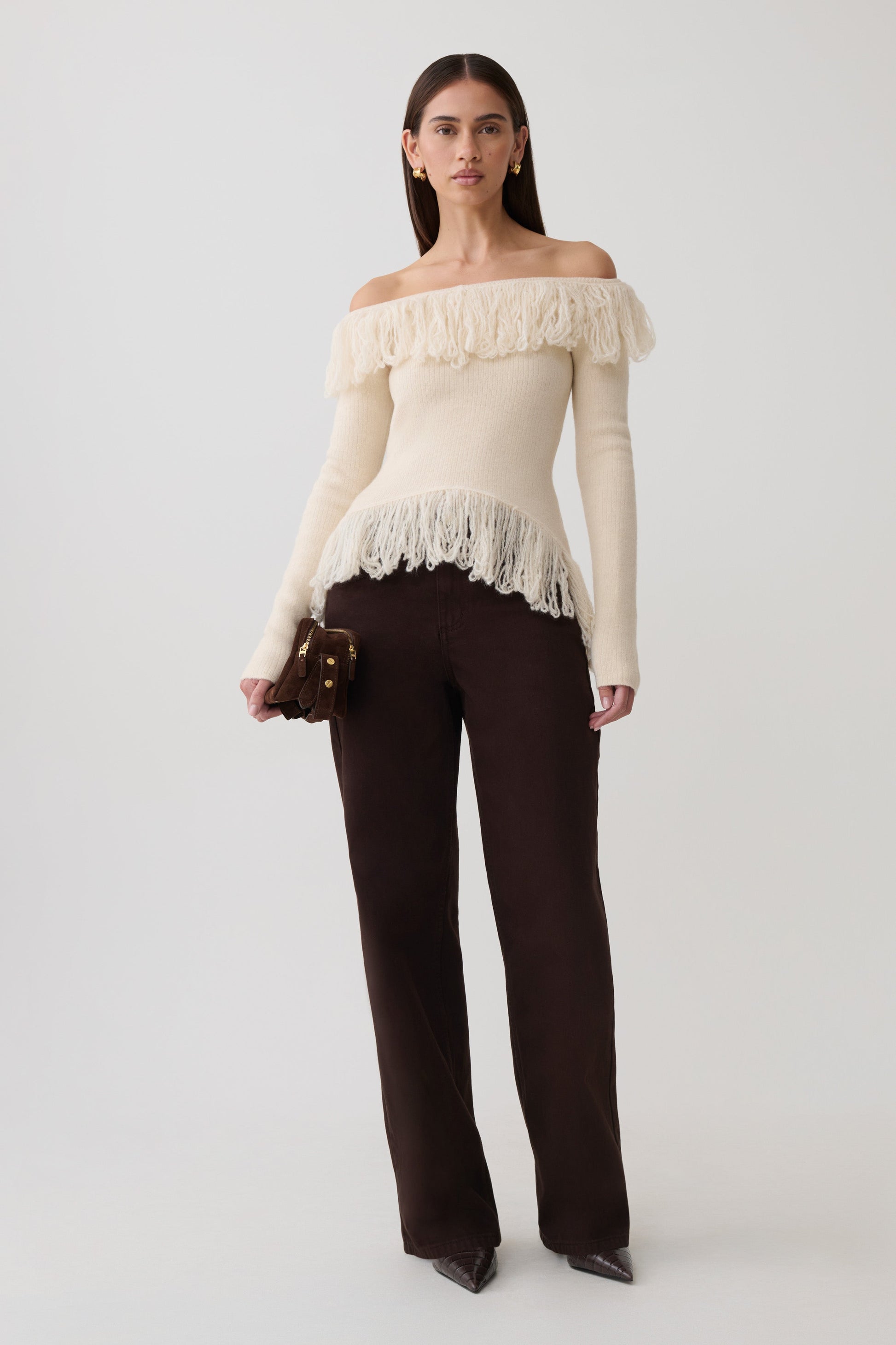 Sammie Fringe Knit Top - Cream #7