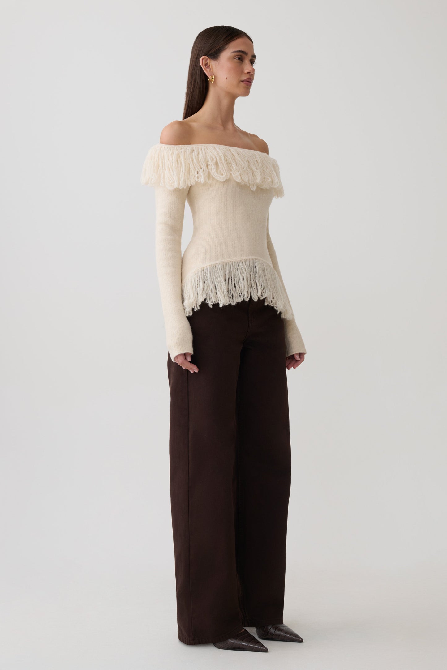 Sammie Fringe Knit Top - Cream