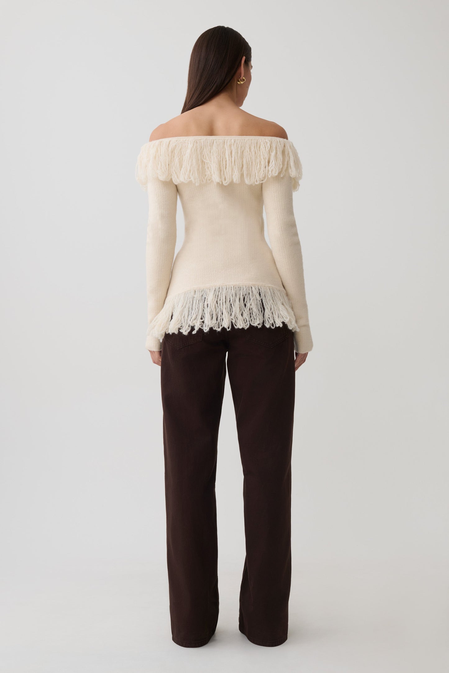 Sammie Fringe Knit Top - Cream