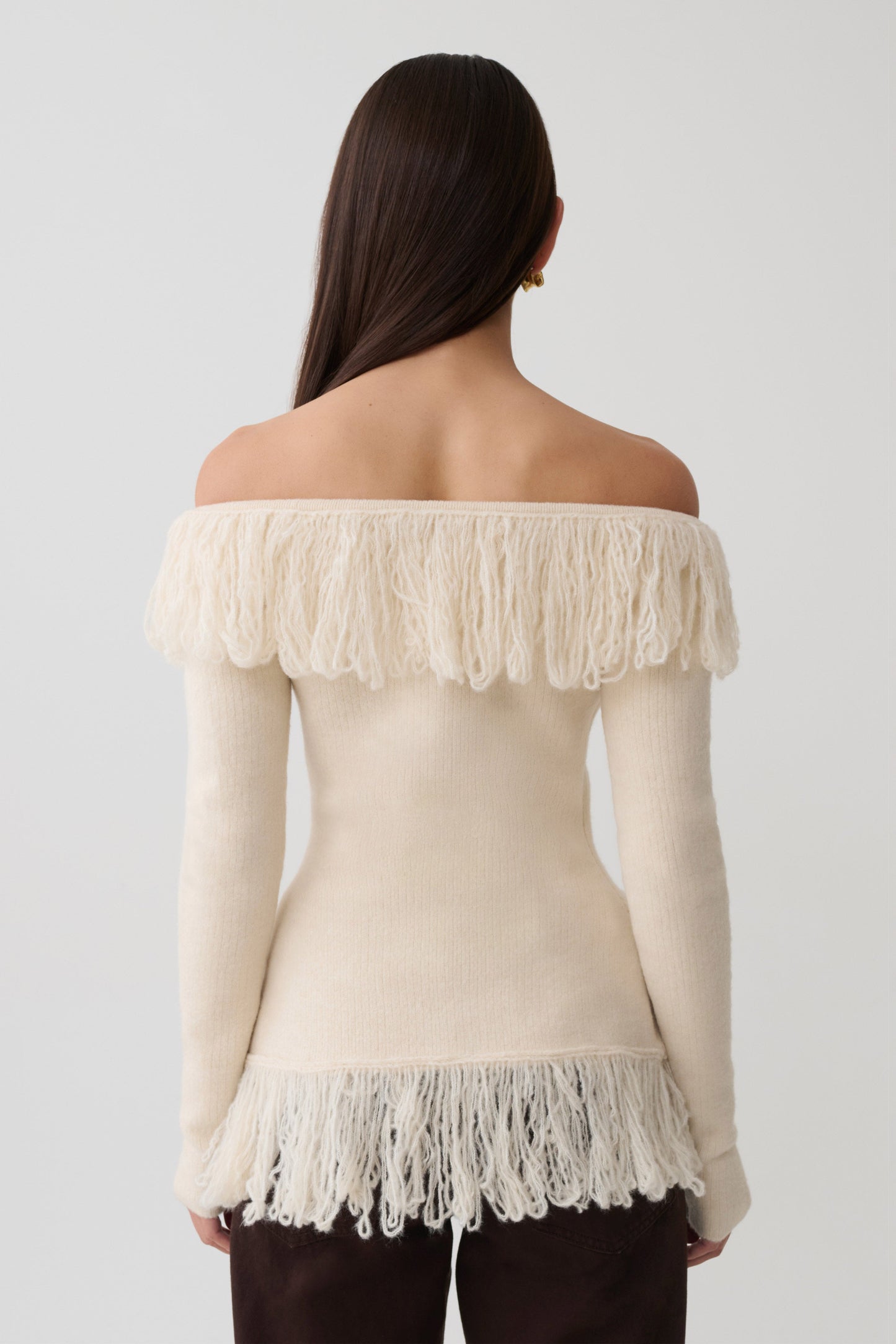 Sammie Fringe Knit Top - Cream