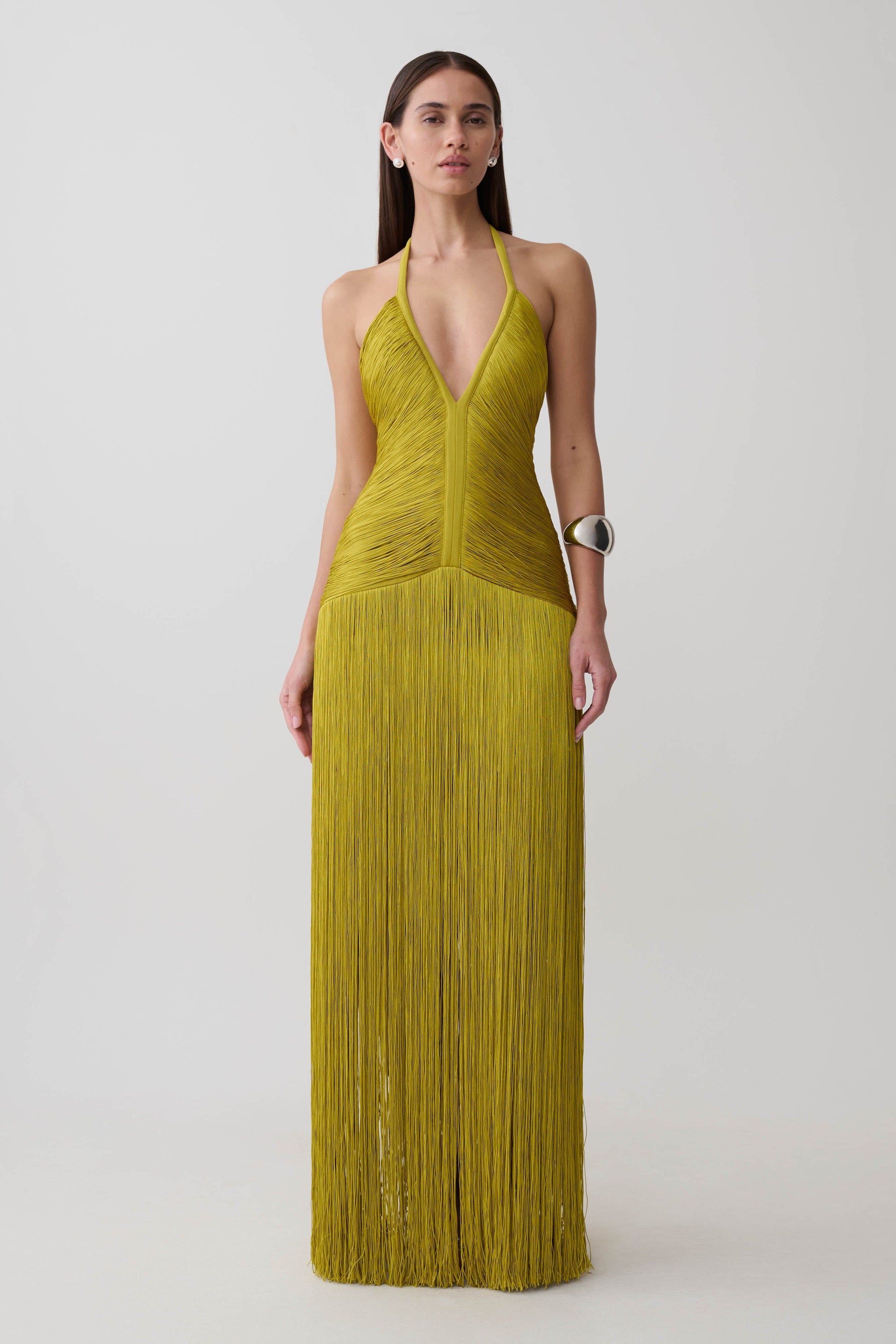 Tiffany Fringe Maxi Dress - Chartreuse #7
