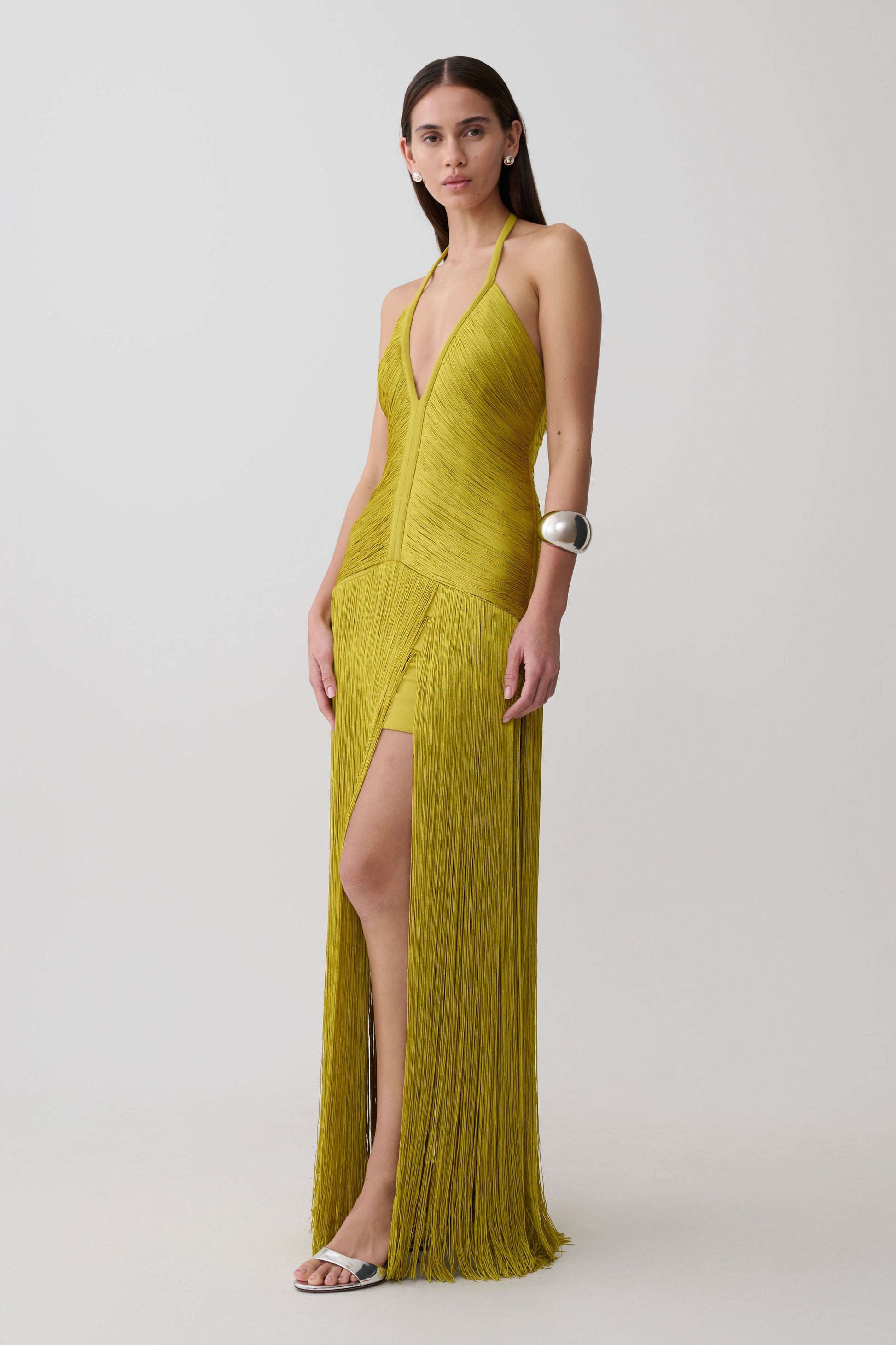 Tiffany Fringe Maxi Dress - Chartreuse #5
