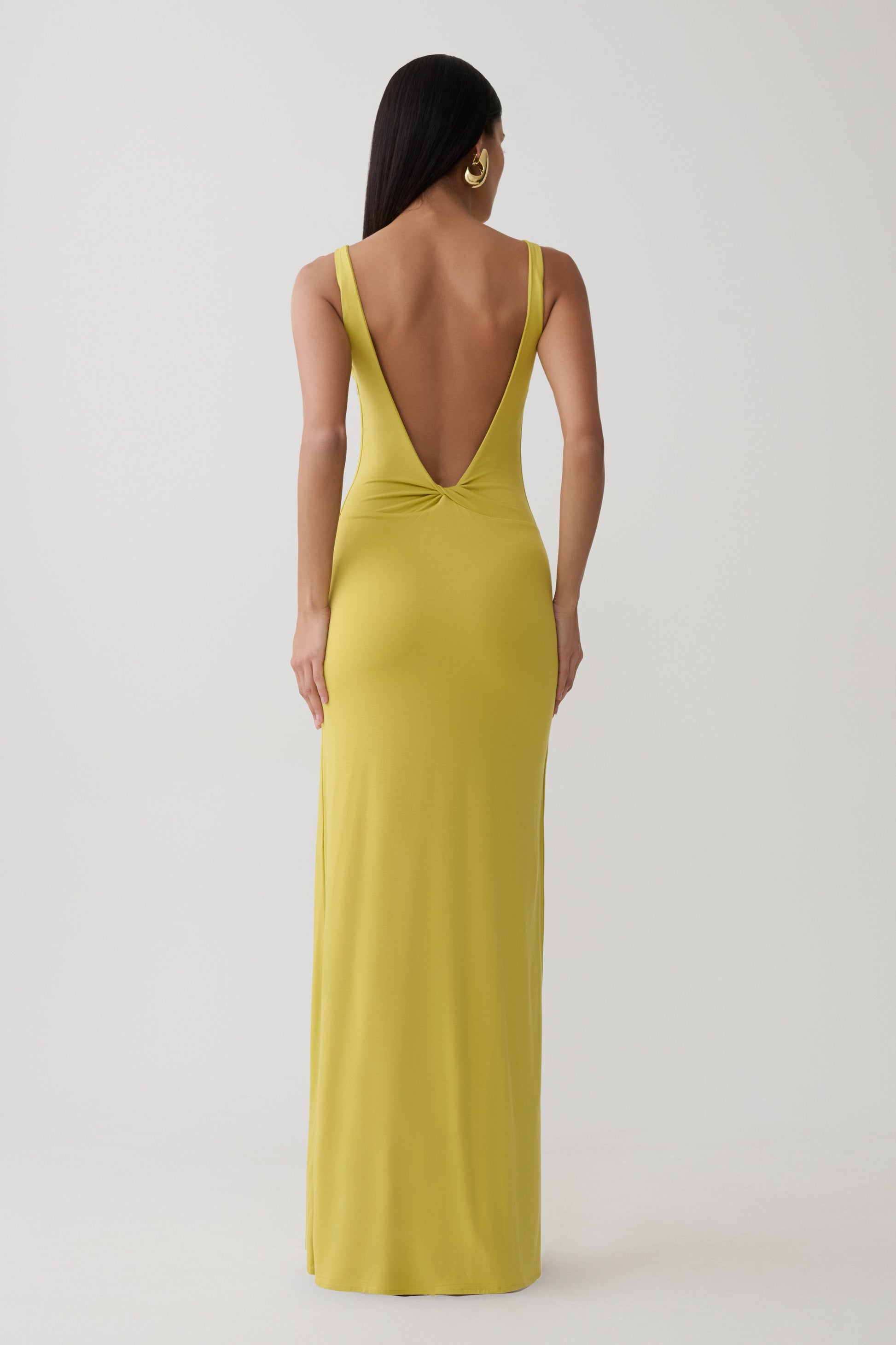 Yura Backless Twist Maxi Dress - Orchard Moss