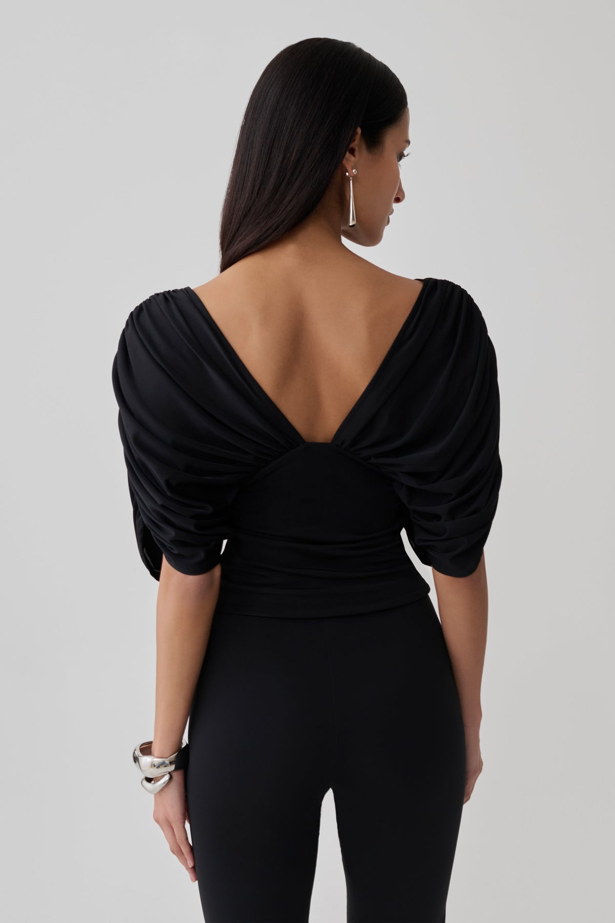 Aerin Gathered Bodice Top - Black #2