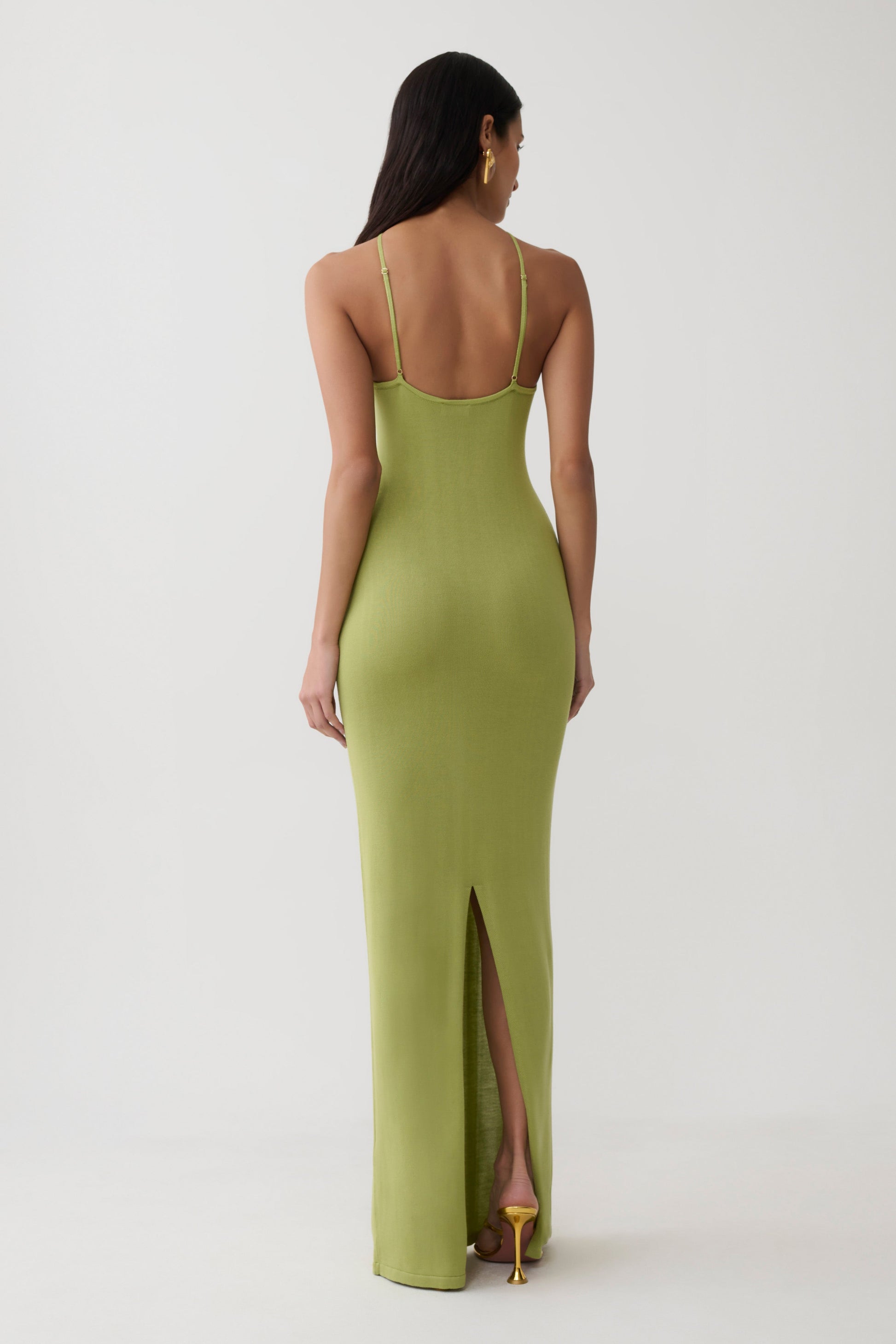 Ashtin Cross Front Knit Maxi Dress - Olive #2