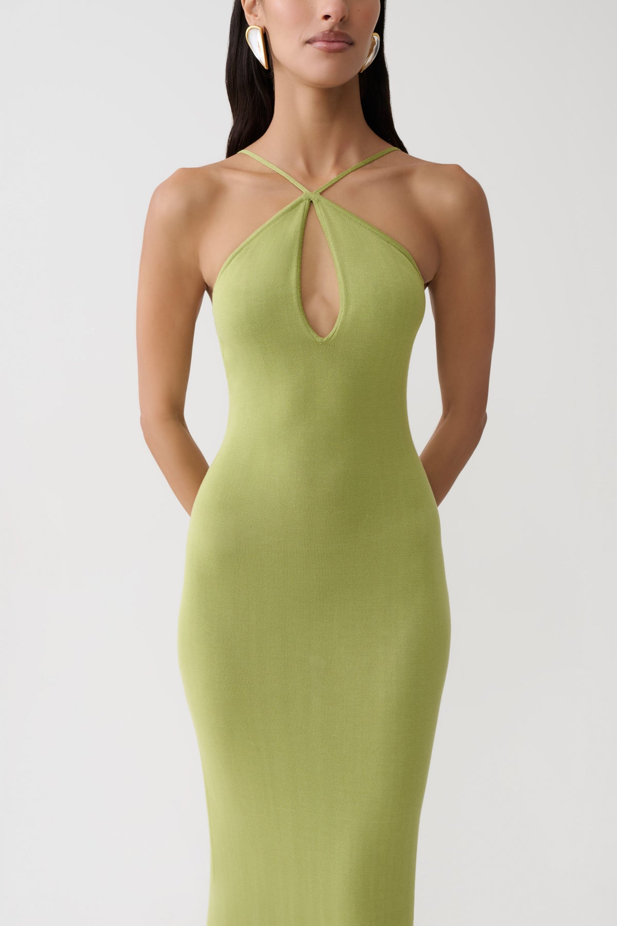 Ashtin Cross Front Knit Maxi Dress - Olive #4