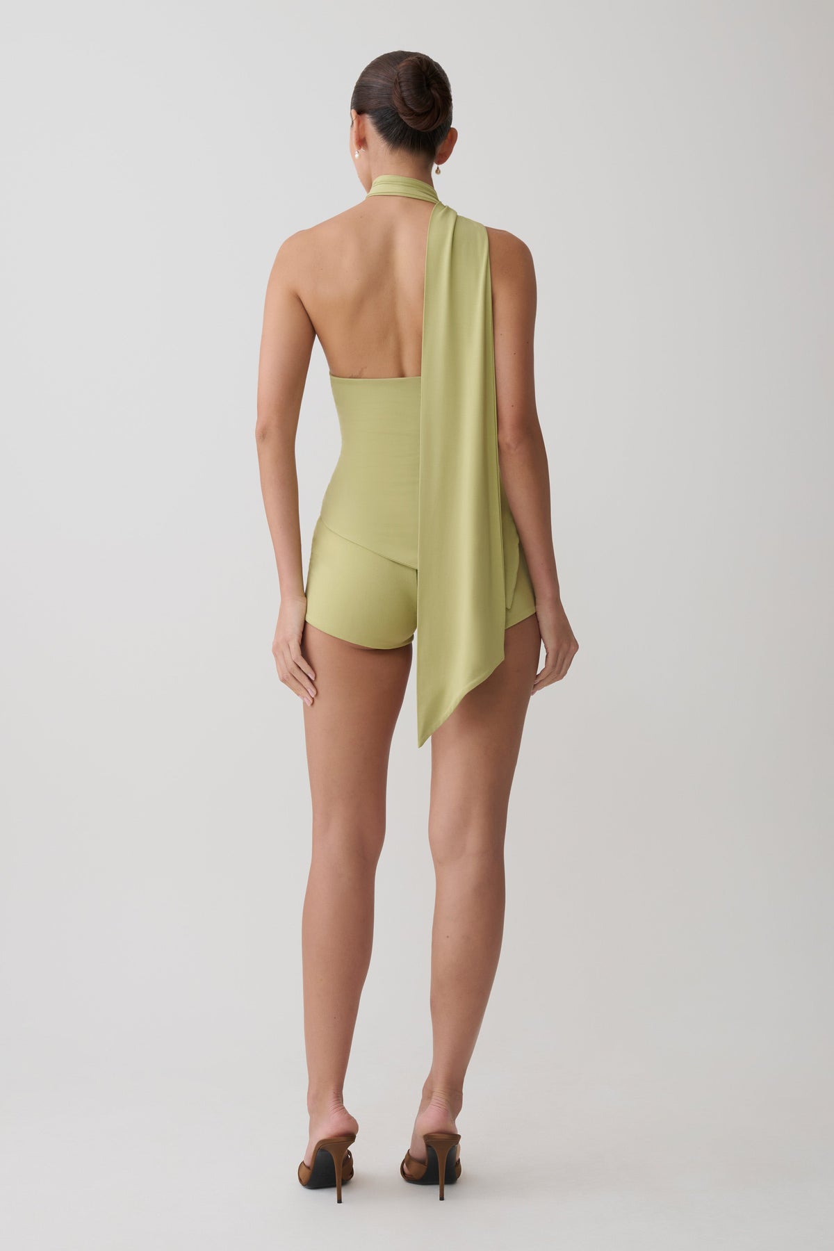 Jemma One Shoulder Tie Top - Apple Sage #5