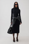 Noelle Longsleeve Roll Neck Midi Dress - Black