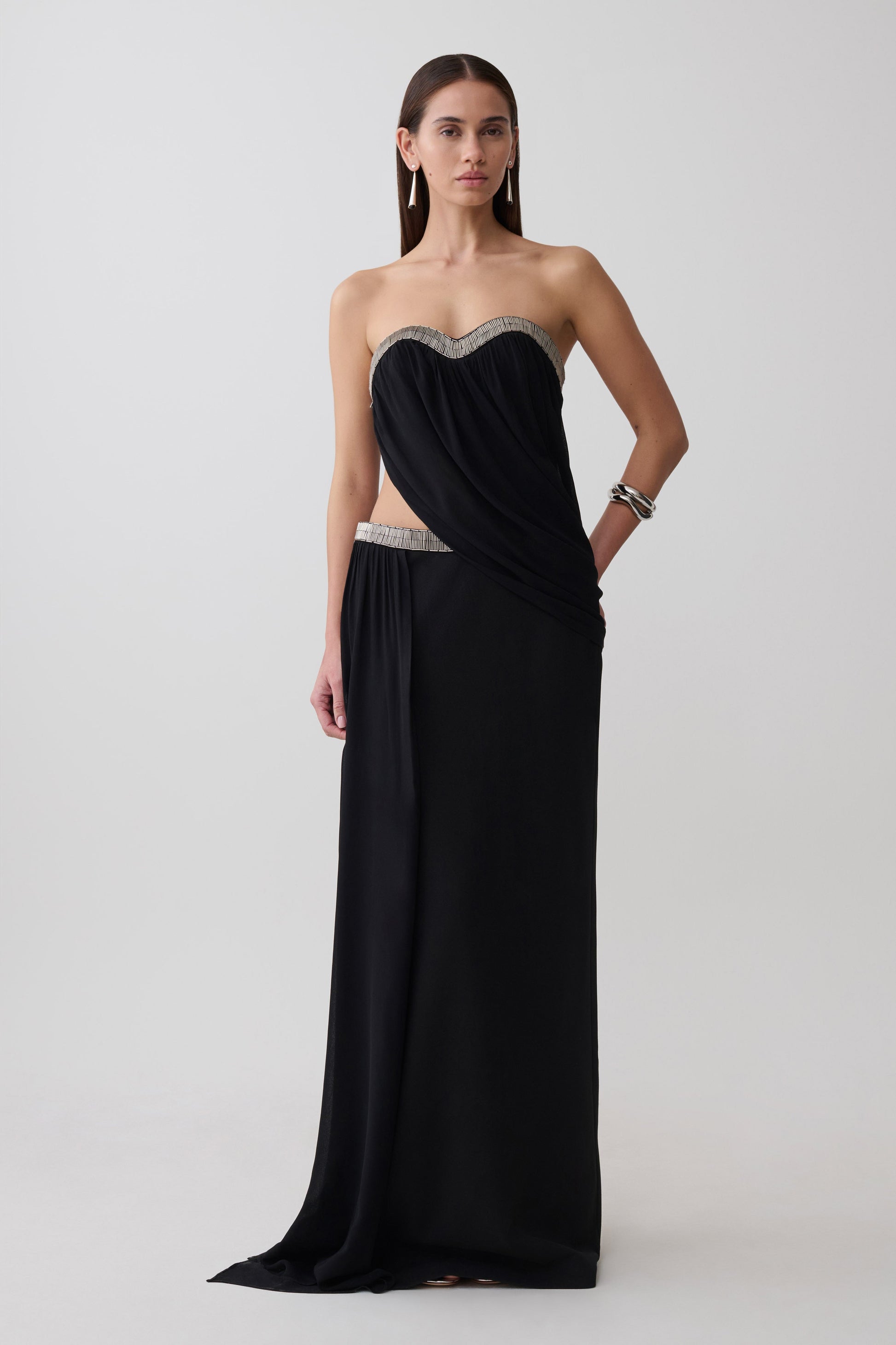 Valerie Chiffon Strapless Maxi Dress - Black #4